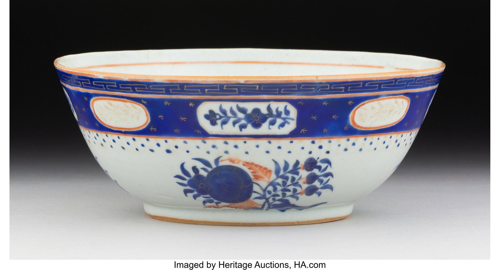 A Chinese Export Partial Gilt and Enameled Bowl  (1 of 3)