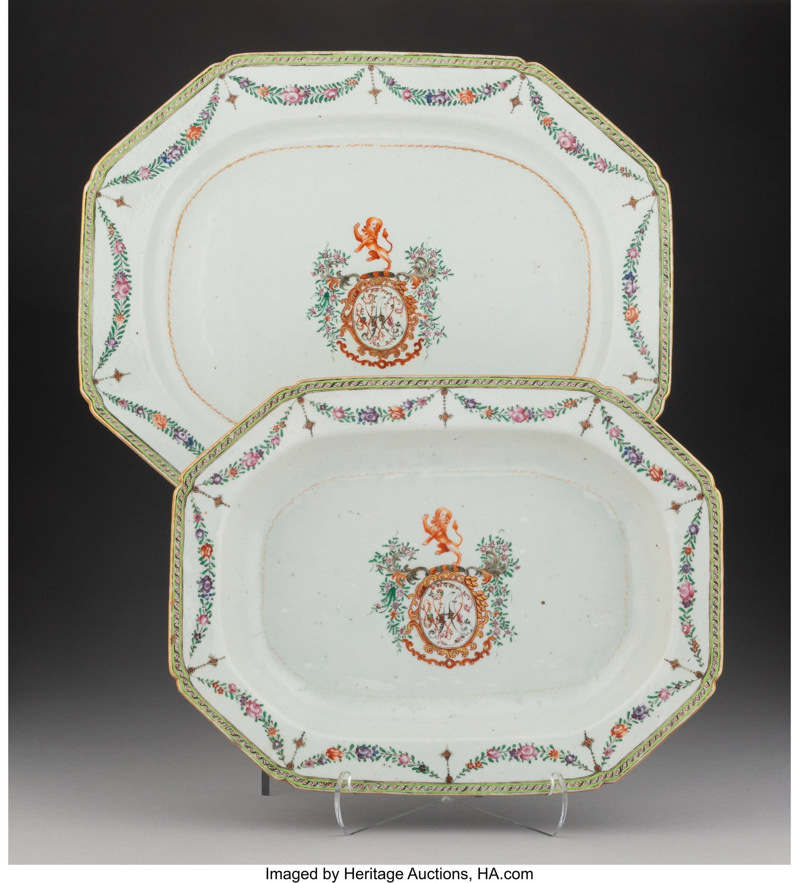 Two Chinese Export Armorial Serving Platters, la (1 of 2)