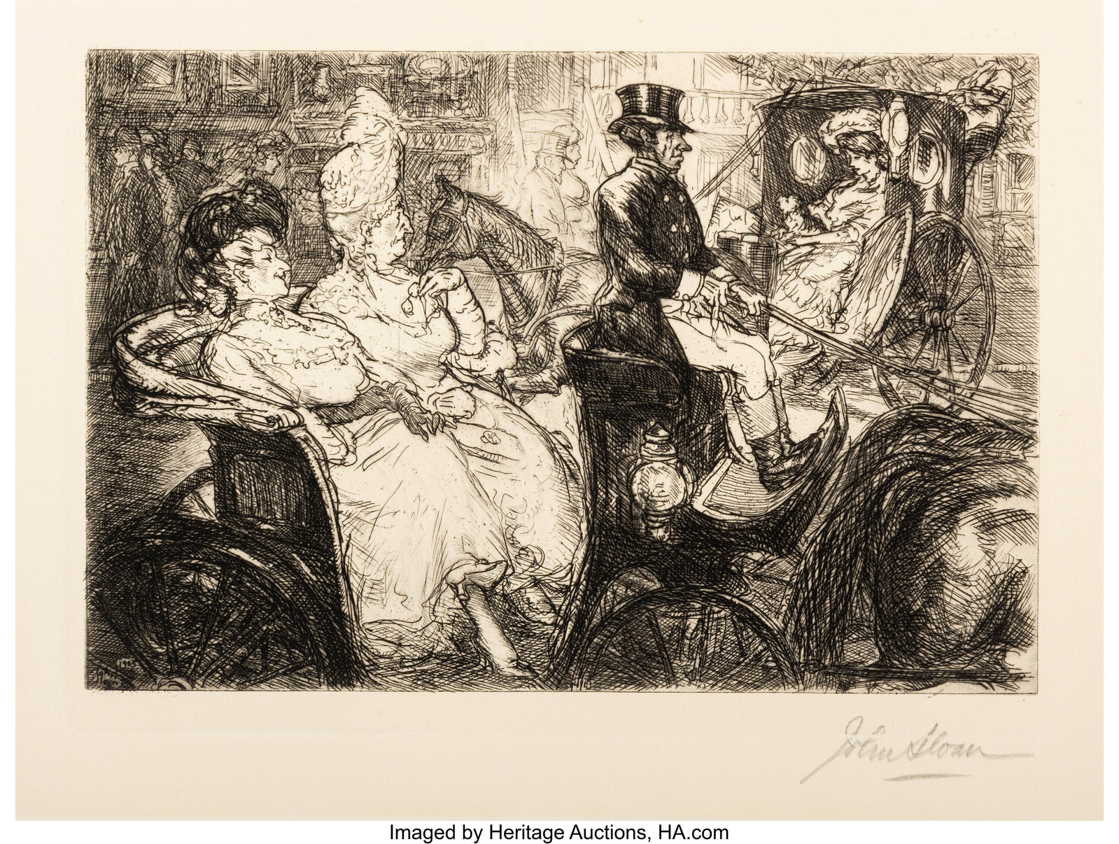 John French Sloan (American, 1871-1951) Fifth Av: John French Sloan (American, 1871-1951) Fifth Avenue Critics, 1905 Etching on wove paper 4-7/8 x 6-7/8 inches (12.5 x 17.6 cm) (plate) S
