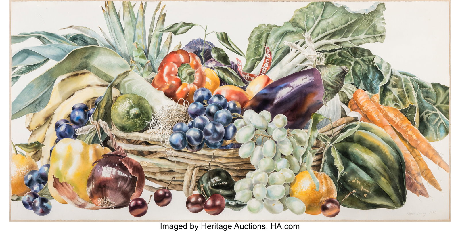 Anstis Lundy (American , 1924-2009) Cornucopia, : Anstis Lundy (American , 1924-2009) Cornucopia, 1986 Watercolor on wove paper 44 x 90 inches (111.8 x 228.6 cm) Signed and dated lower right: Anstis