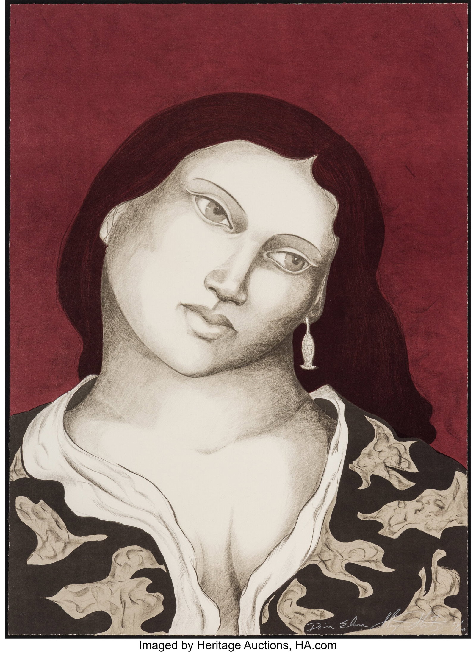 Miguel Martinez (American, 1951) Doña Elena Lit: Miguel Martinez (American, 1951) Doña Elena Lithograph in colors on wove paper 36-1/2 x 26-1/2 inches (92.7 x 67.3 cm) (sheet) Ed&perio