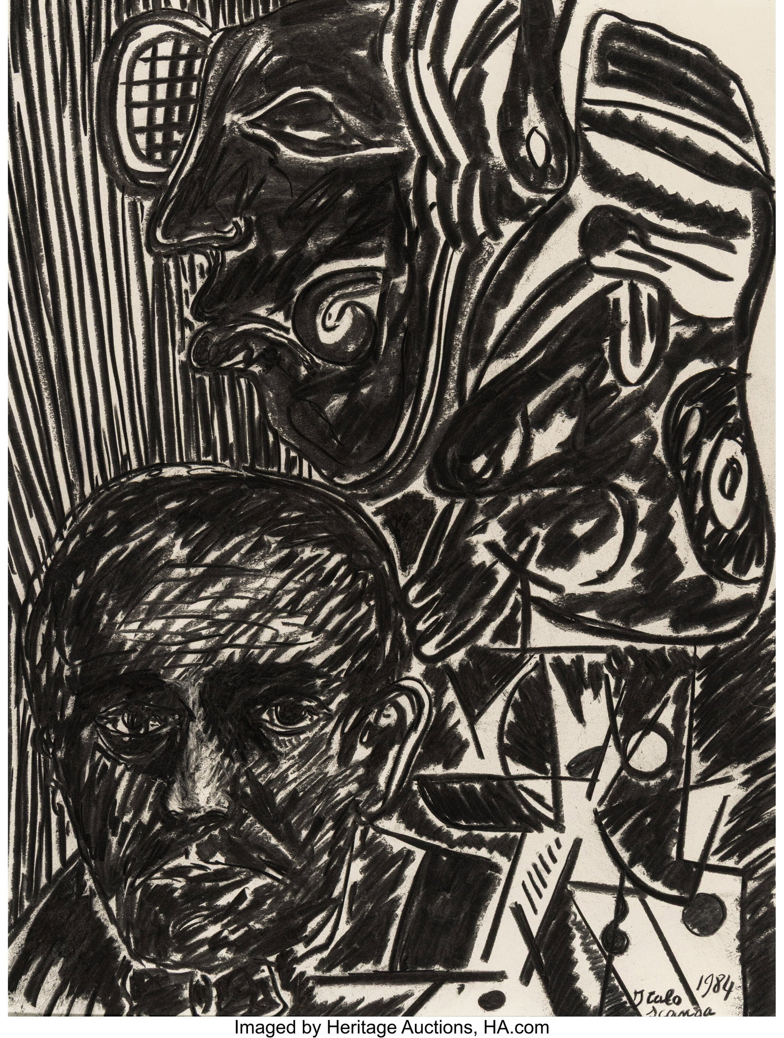 Italo Scanga (American, 1932-2001) Richard Strau: Italo Scanga (American, 1932-2001) Richard Strauss, 1984 Charcoal on wove paper 40 x 30 inches (101.6 x 76.2 cm) (sheet) Signed and dated lower 