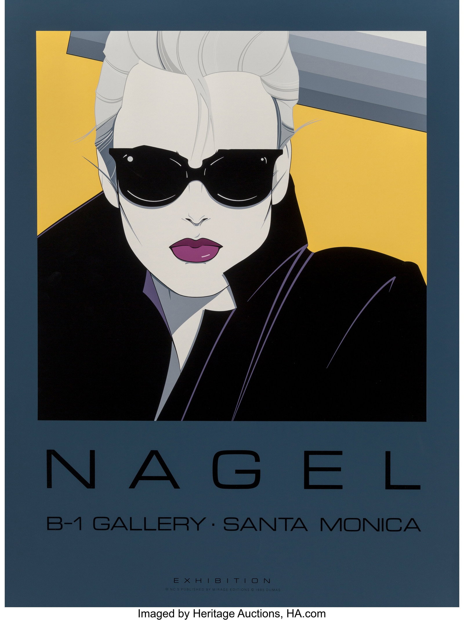 After Patrick Nagel (American, 1945-1984) B-1 Ga: After Patrick Nagel (American, 1945-1984) B-1 Gallery, Santa Monica, Commemorative #5, 1985 Serigraph in colors on paper 32 x 24 inches (81.3 x