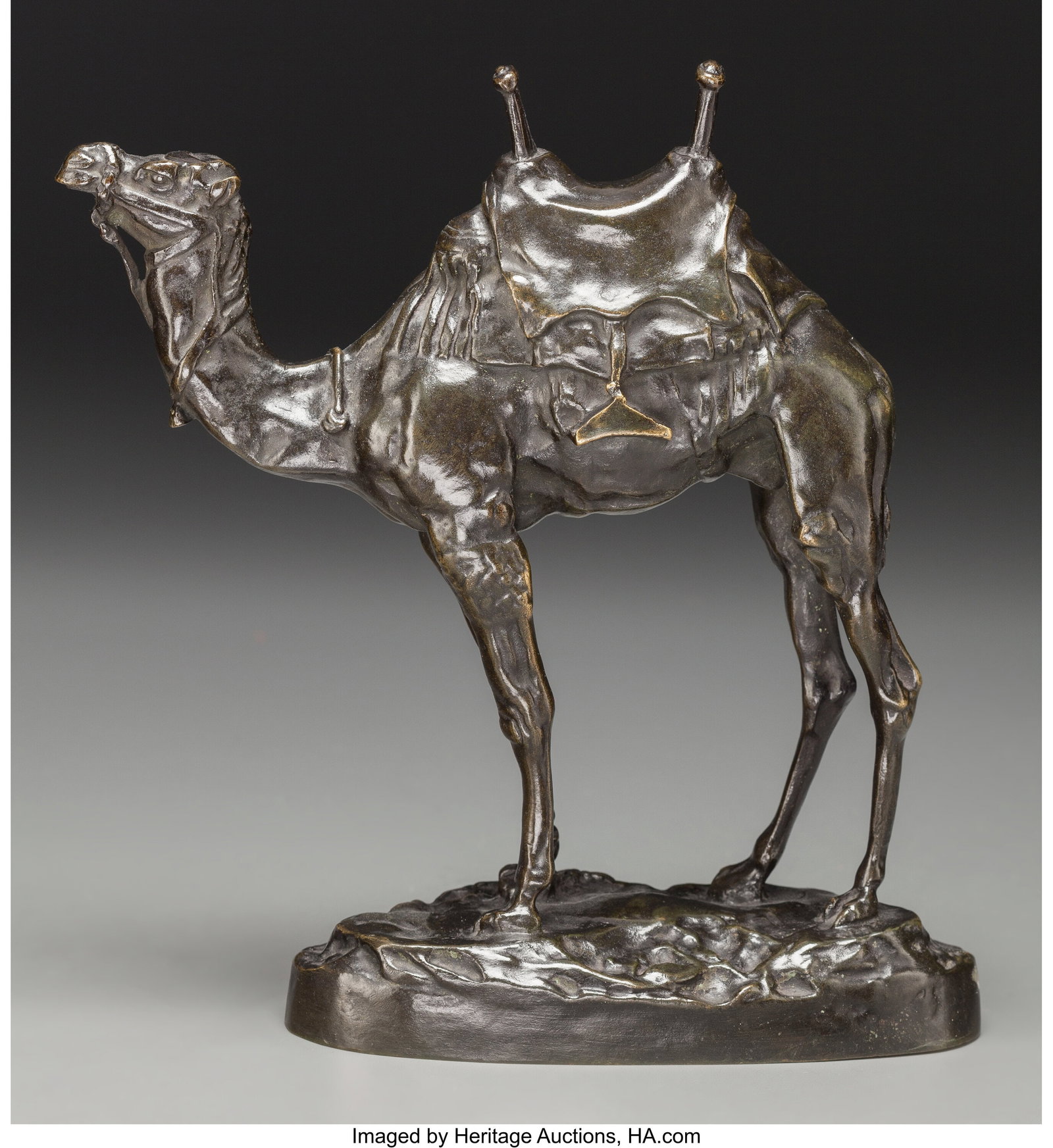 A Patinated Bronze Camel, after Antoine-Louis Ba: A Patinated Bronze Camel, after Antoine-Louis Barye, 20th century Marks: BARYE 9-1/2 inches high (24.1 cm) HID03101062020 © 2026 Heritage Auctions |