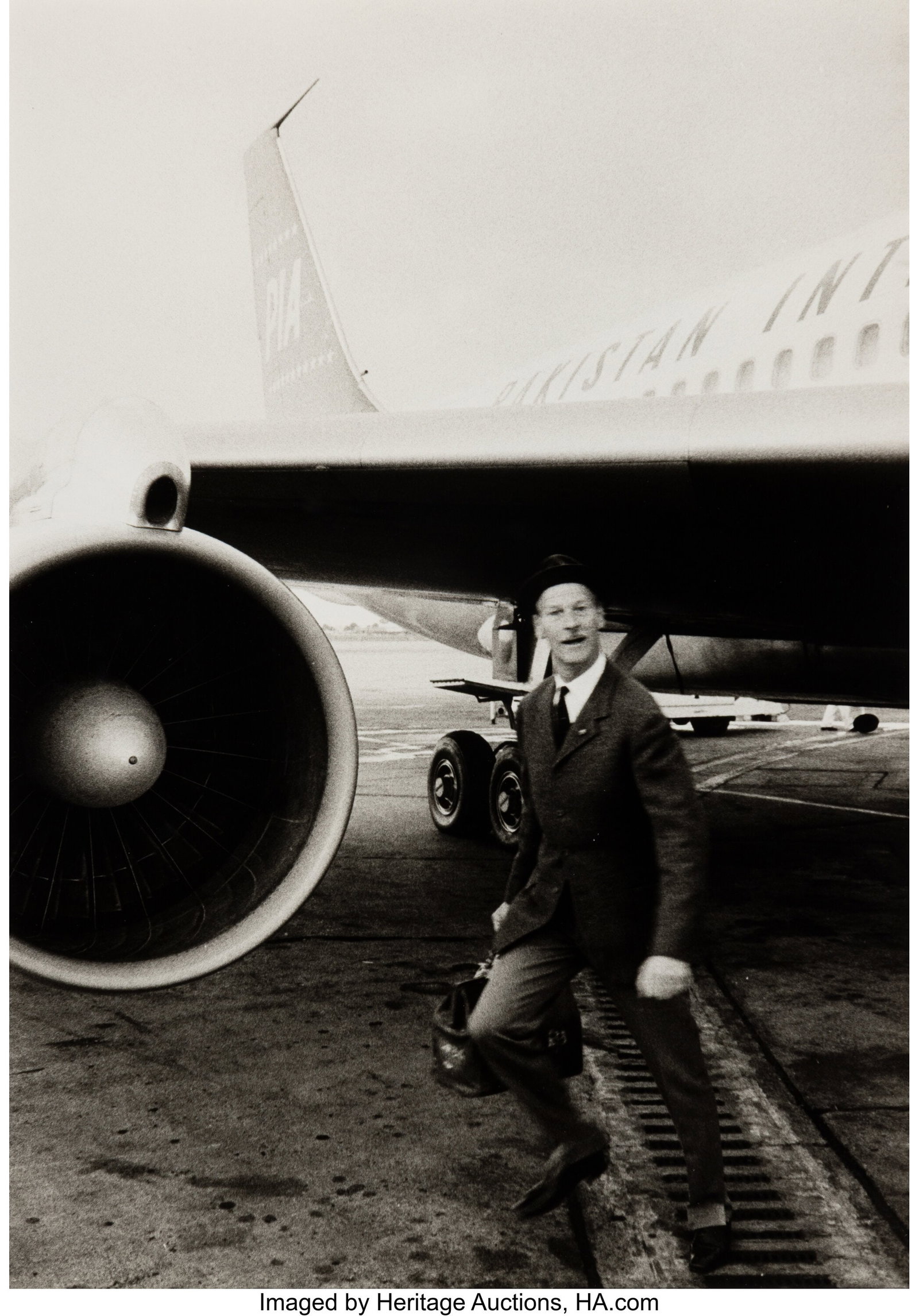 Norman Parkinson (British, 1913-1990) Self Portr: Norman Parkinson (British, 1913-1990) Self Portrait with Jet Plane, circa 1960s Gelatin silver print 13 x 9-1/4 inches (33.0 x 23.5 cm) (sight&rp