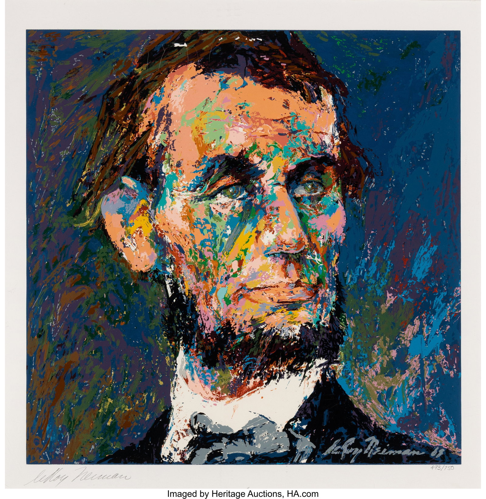 LeRoy Neiman (1921-2012) Abraham Lincoln, 1968 S: LeRoy Neiman (1921-2012) Abraham Lincoln, 1968 Screenprint in colors on wove paper 20-1/2 x 20 inches (52.1 x 50.8 cm) (sight) Ed. 493/