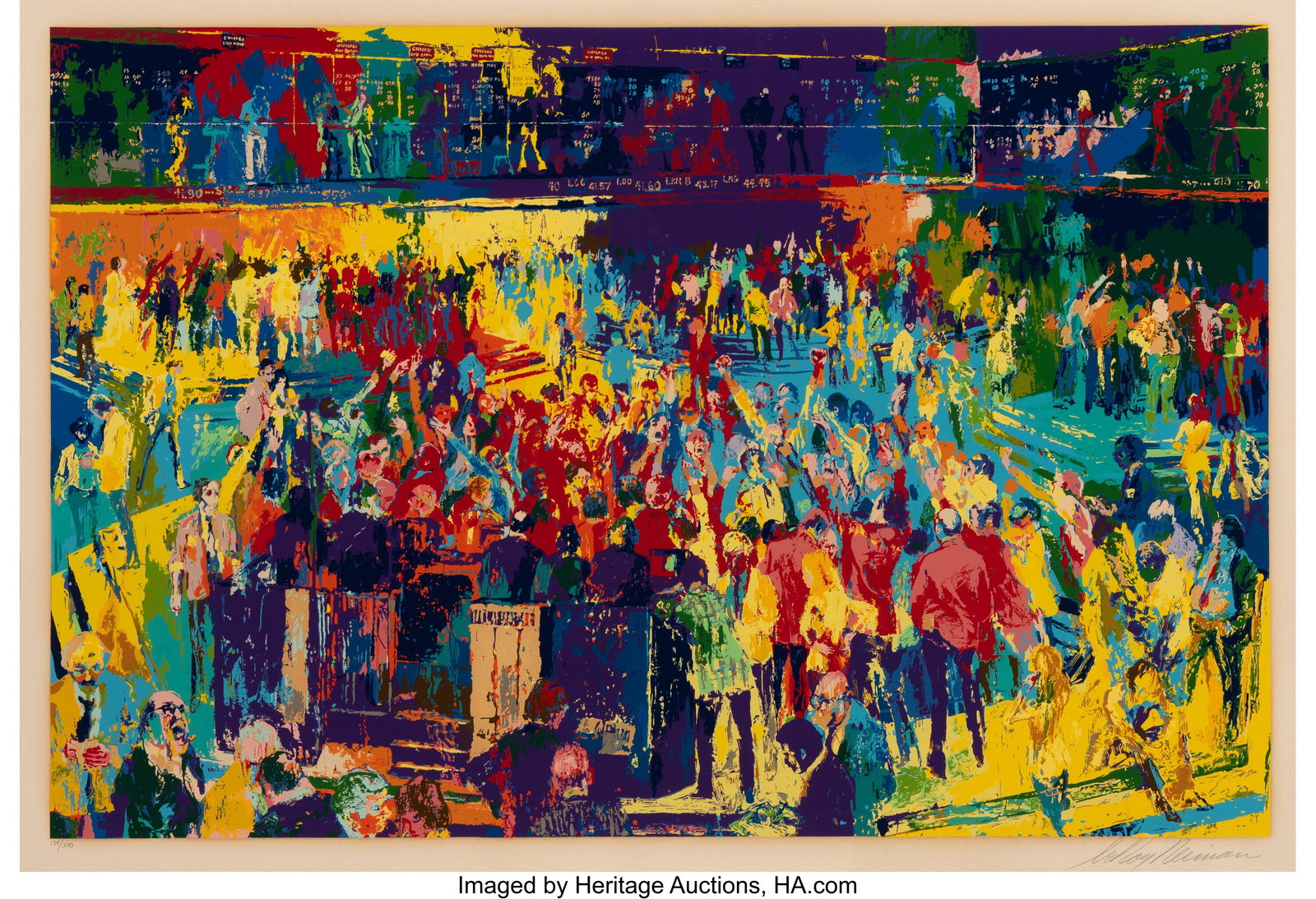 LeRoy Neiman (1921-2012) Chicago Board of Trade,: LeRoy Neiman (1921-2012) Chicago Board of Trade, 1980 Screenprint in colors on wove paper 27-1/4 x 40 inches (69.2 x 101.6 cm) (sight) Ed. 