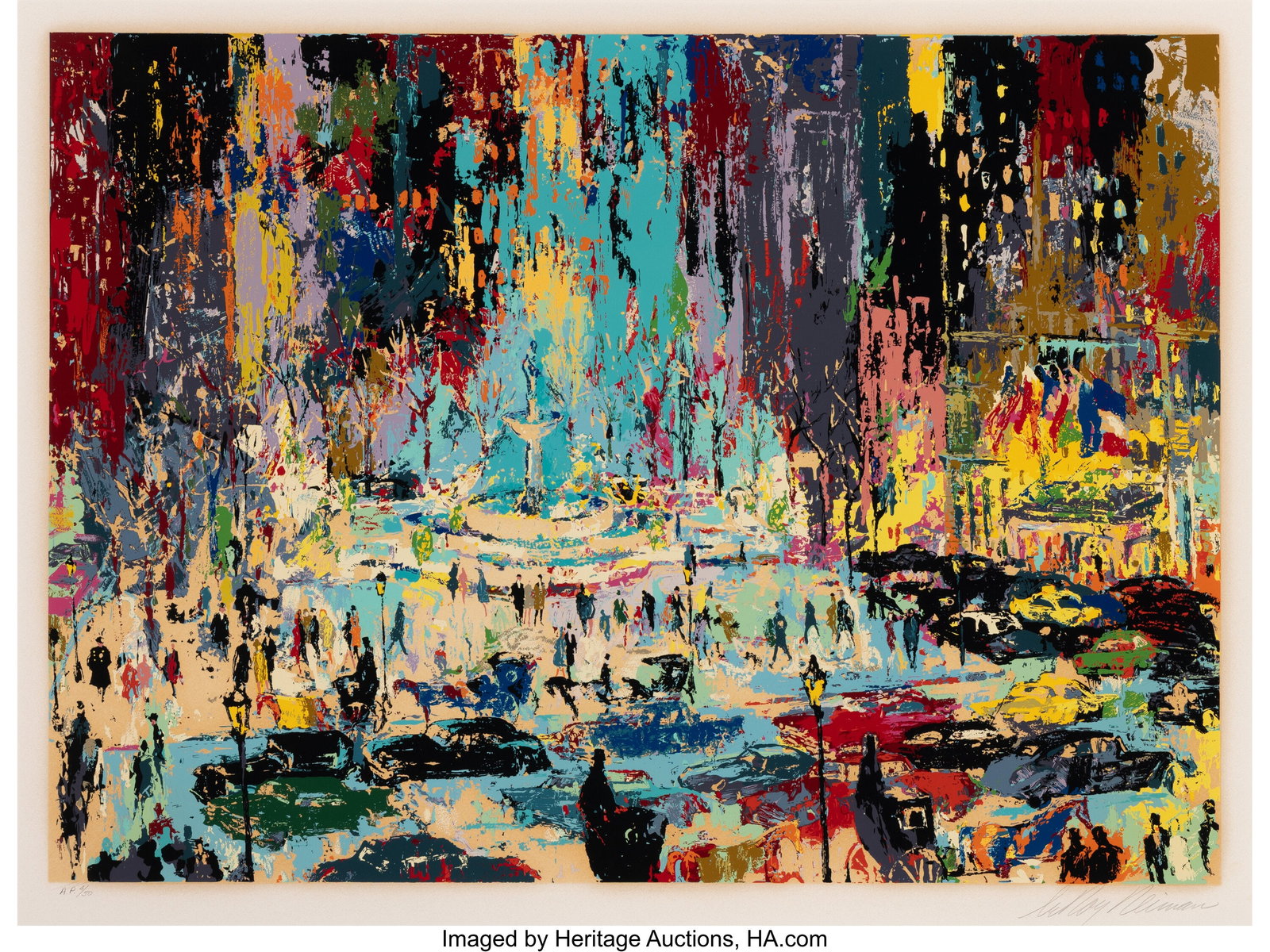 LeRoy Neiman (1921-2012) Plaza Square, 1985 Scre: LeRoy Neiman (1921-2012) Plaza Square, 1985 Screenprint in colors on wove paper 28-3/4 x 38 inches (73.0 x 96.5 cm) (sight) A.P. 4&s