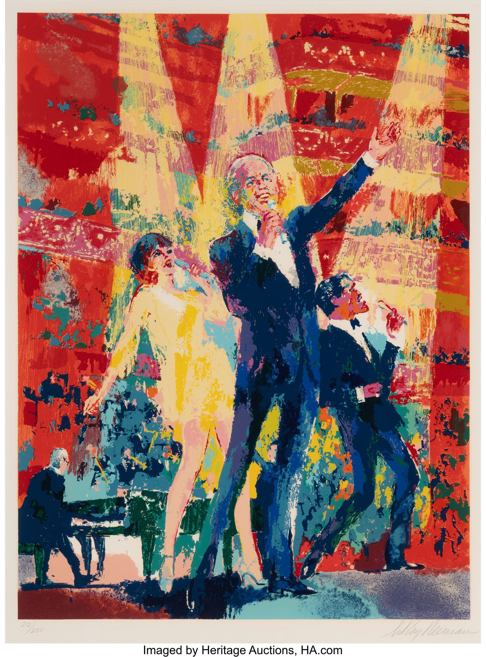 LeRoy Neiman (1921-2012) Frank, Liza, and Sammy : LeRoy Neiman (1921-2012) Frank, Liza, and Sammy at Royal Albert Hall, 1990 Screenprint in colors on wove paper 36-3/4 x 27-1/4 inches (93.3 x 69.