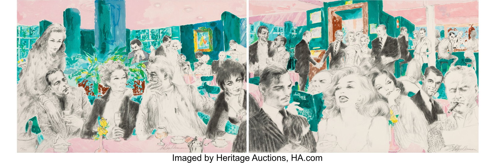 LeRoy Neiman (1921-2012) Polo Lounge (diptych), : LeRoy Neiman (1921-2012) Polo Lounge (diptych), 1989 Screenprint in colors on wove paper 25 x 37-1/2 inches (63.5 x 95.2 cm) (each sheet&rpar