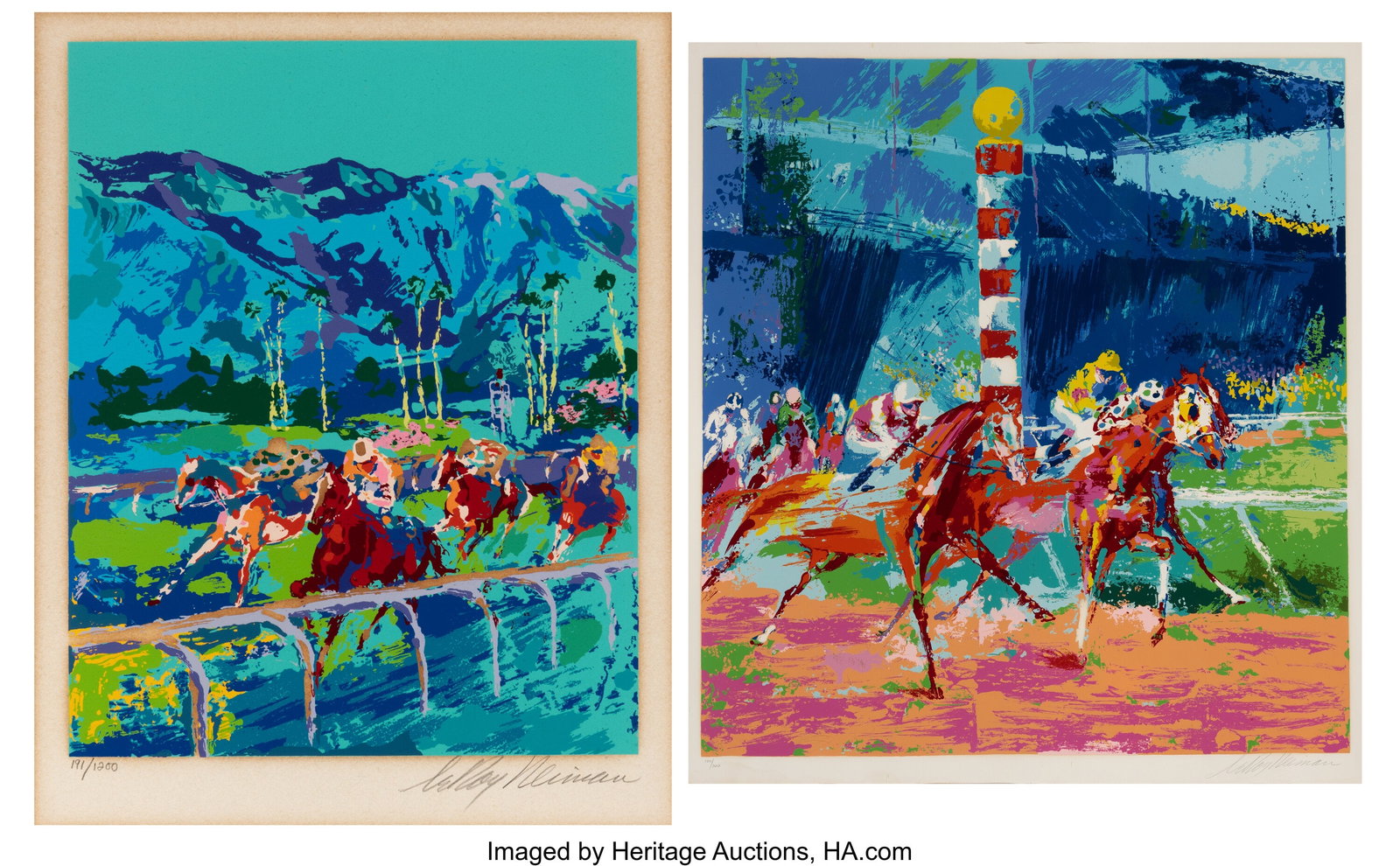 LeRoy Neiman (1921-2012) Santa Anita; Clubhouse : LeRoy Neiman (1921-2012) Santa Anita; Clubhouse (two works), 1979; 1975 Screenprints in colors on wove paper 41-1/2 x 37-1/2 inches (105.4 x 95&