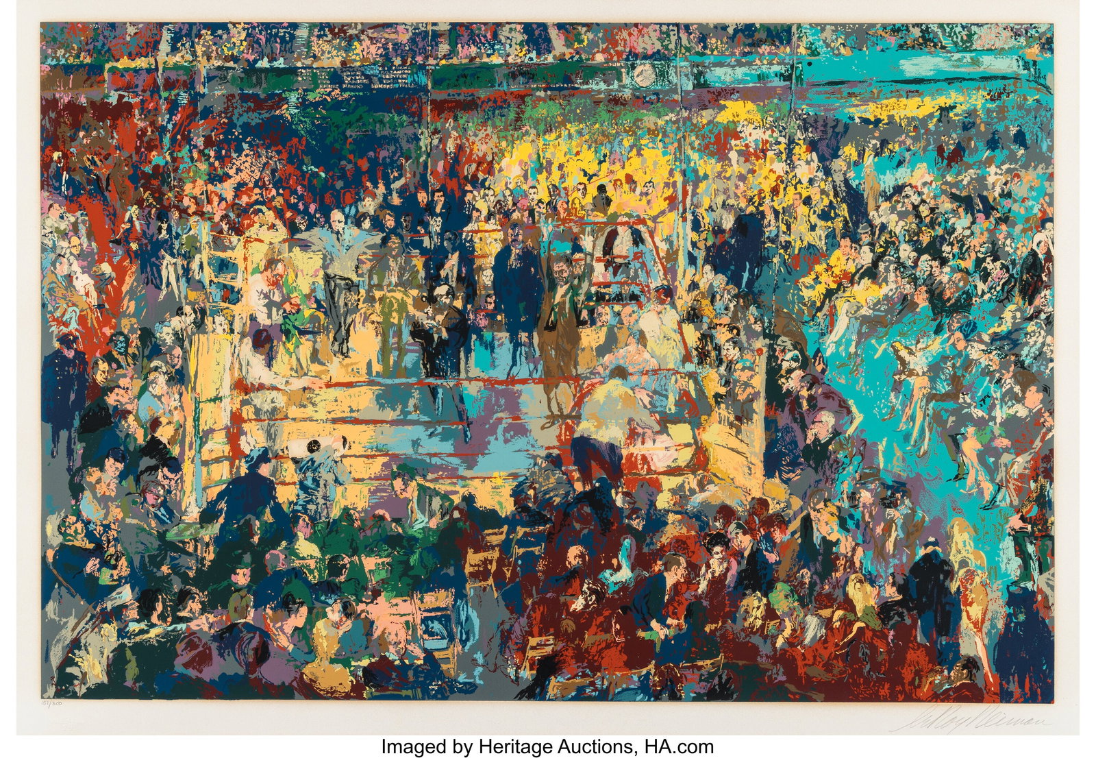 LeRoy Neiman (1921-2012) Introduction of the Cha: LeRoy Neiman (1921-2012) Introduction of the Champions at Madison Square Garden, 1977 Screenprint in colors on wove paper 28-1/2 x 41-1/2 inches (72.4 x 105.