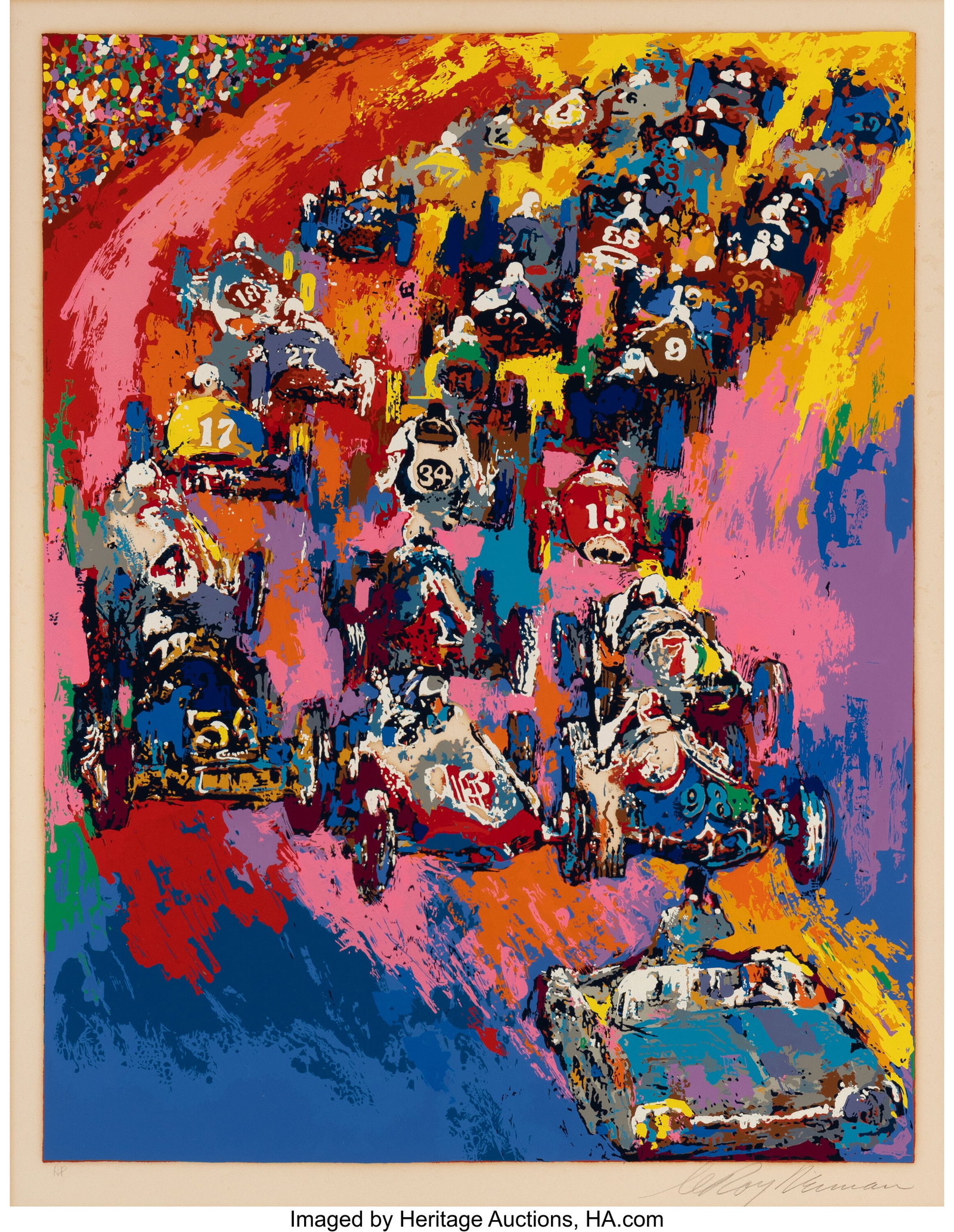 LeRoy Neiman (1921-2012) Indy Start, 1973 Screen: LeRoy Neiman (1921-2012) Indy Start, 1973 Screenprint in colors on wove paper 31 x 24 inches (78.7 x 61.0 cm) (sight) A.P. Signed and ed