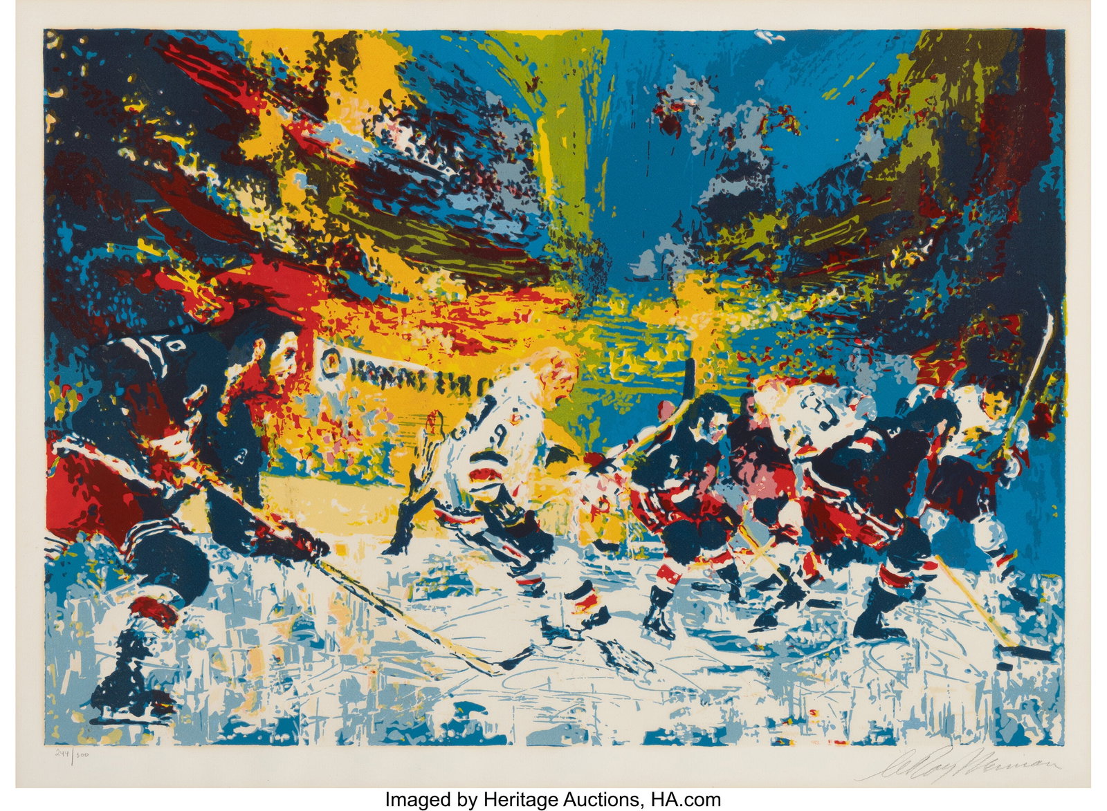 LeRoy Neiman (1921-2012) Ice Men, 1974 Screenpri: LeRoy Neiman (1921-2012) Ice Men, 1974 Screenprint in colors on wove paper 25 x 34 inches (63.5 x 86.4 cm) (sight) Ed. 244/300 Signed and e