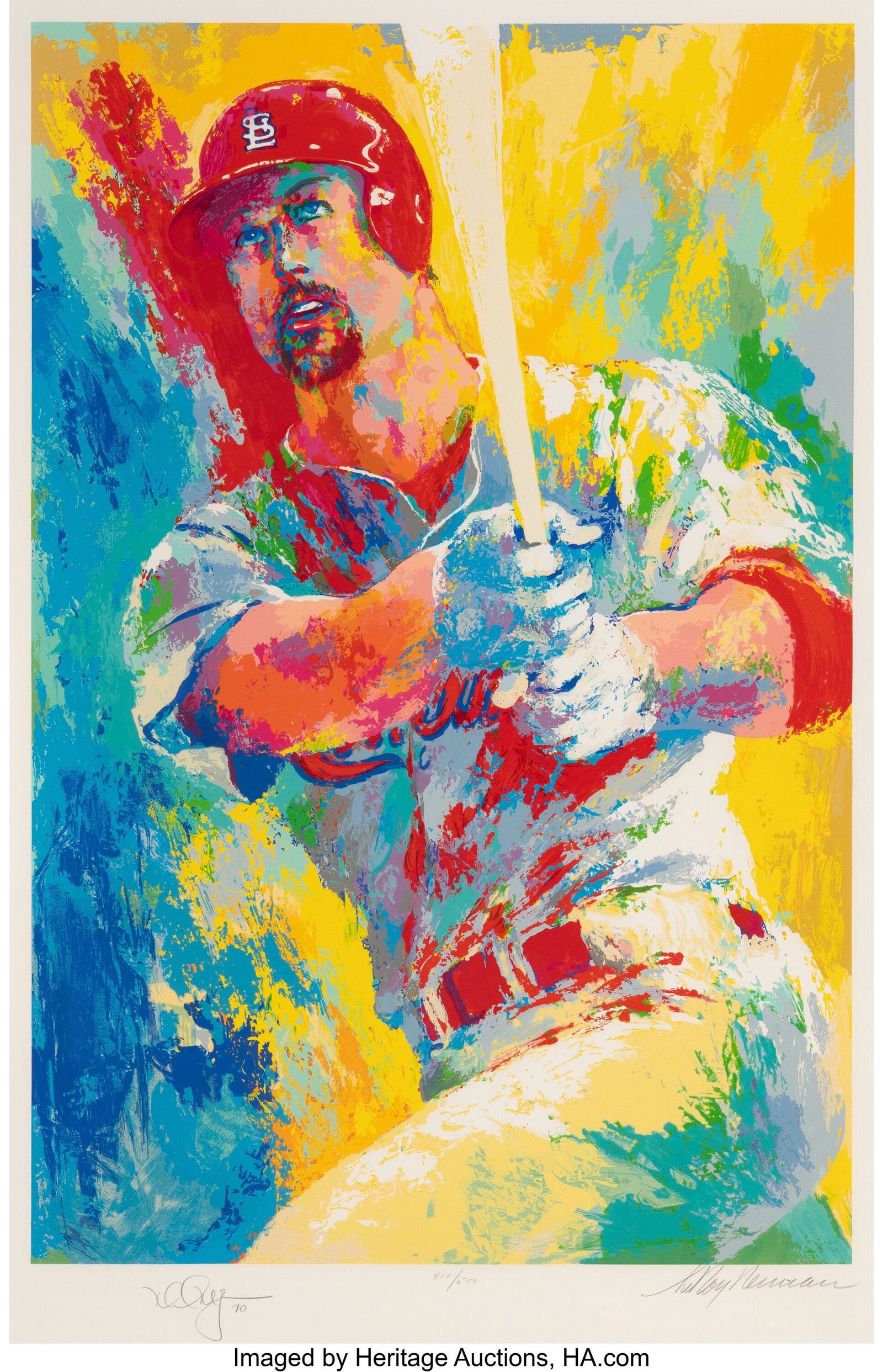 LeRoy Neiman (1921-2012) Mark McGwire, 1999 Scre: LeRoy Neiman (1921-2012) Mark McGwire, 1999 Screenprint in colors on wove paper 43 x 28 inches (109.2 x 71.1 cm) (sight) Ed. 414/509 Signed