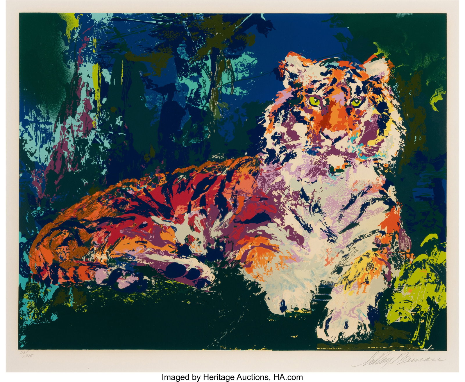LeRoy Neiman (1921-2012) Caspian Tiger, 1986 Scr: LeRoy Neiman (1921-2012) Caspian Tiger, 1986 Screenprint in colors on wove paper 29 x 35 inches (73.7 x 88.9 cm) (sight) Ed. 113/375 Signed