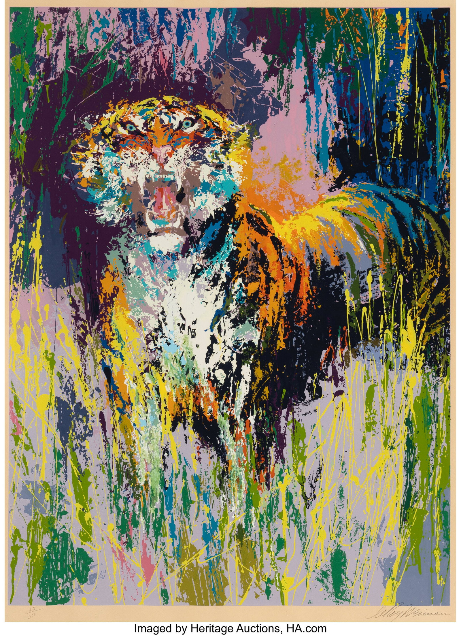 LeRoy Neiman (1921-2012) Bengal Tiger, 1973 Scre: LeRoy Neiman (1921-2012) Bengal Tiger, 1973 Screenprint in colors on wove paper 44 x 31-1/2 inches (111.8 x 80.0 cm) (sight) Ed. 23/300