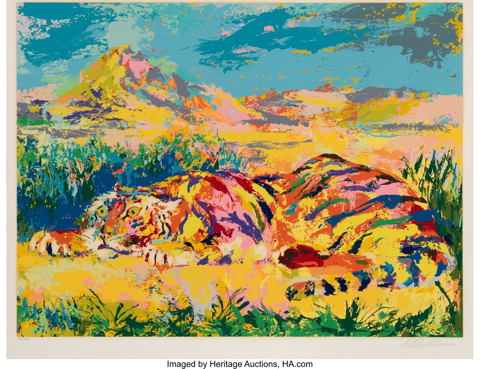 LeRoy Neiman (1921-2012) Delacroix Tiger, 1977 S: LeRoy Neiman (1921-2012) Delacroix Tiger, 1977 Screenprint in colors on wove paper 31 x 40 inches (78.7 x 101.6 cm) (sight) Ed. 126/300 Sig