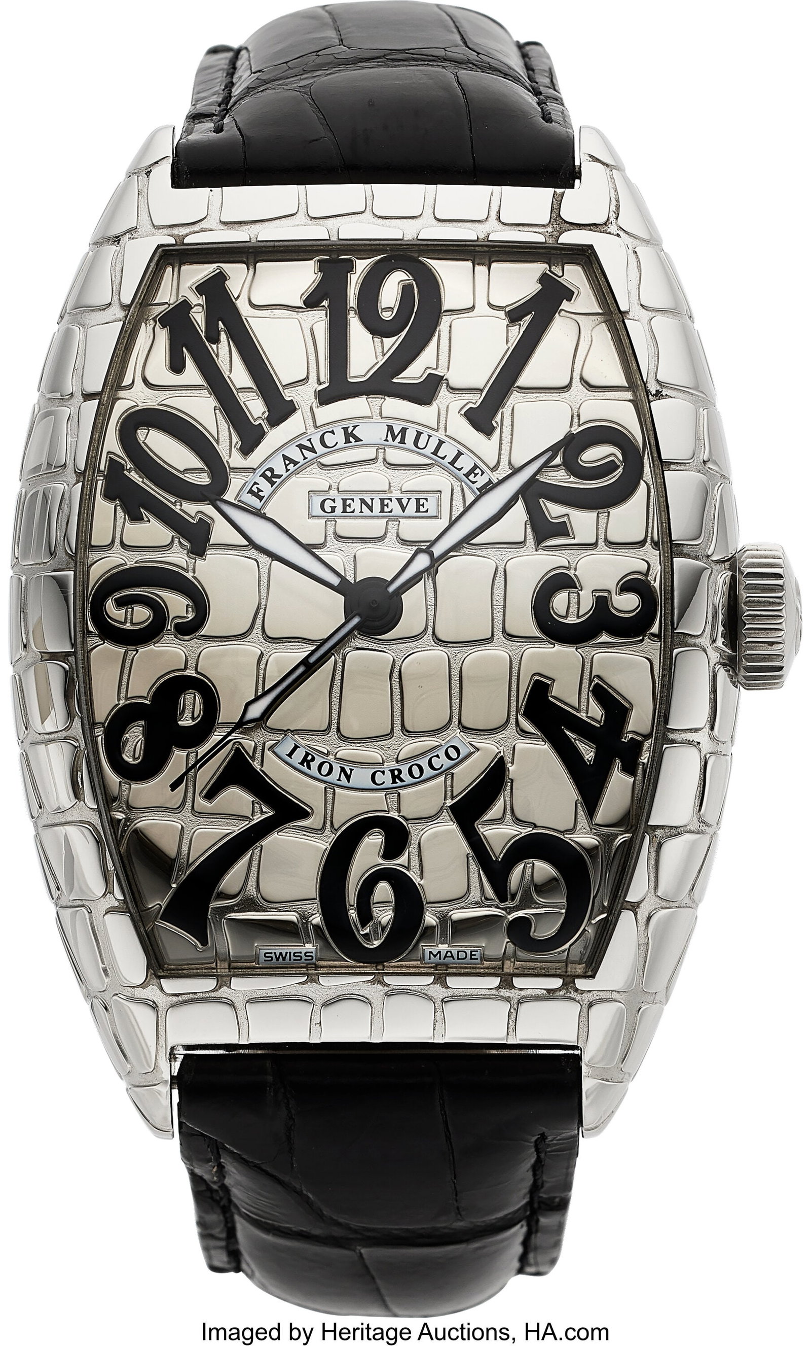 Franck Muller Iron Croco, Full Set, Ref. 8880 SC: Franck Muller Iron Croco, Full Set, Ref. 8880 SC IRON CROCO Case: 39 mm x 55 mm, stainless steel, two body, tonneau case, four screw case back, N