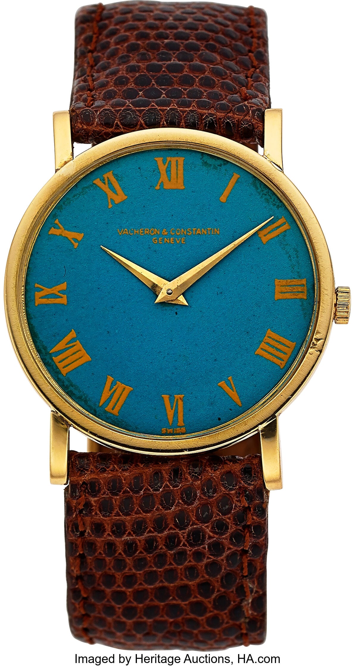 Vacheron Constantin Vintage 18k Yellow Gold, Tur: Vacheron Constantin Vintage 18k Yellow Gold, Turquoise Dial Case: 31 mm, 18k yellow gold, two body, snap-on case back, No. 480563 Dial: turquoise dial&