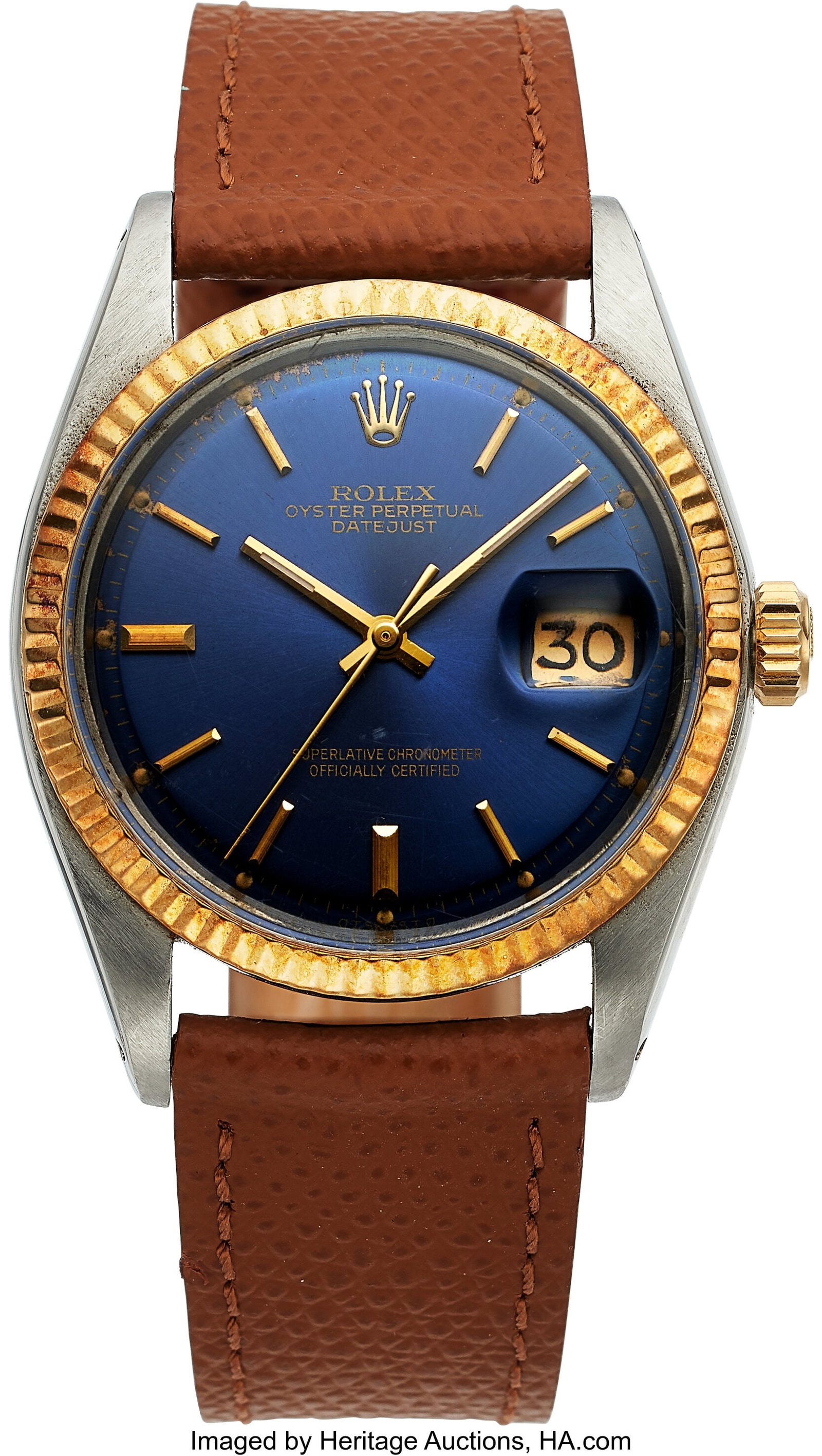 Rolex Oyster perpetual Datejust, Two Tone, Ref. : Rolex Oyster perpetual Datejust, Two Tone, Ref. 1601 Case: 36 mm, stainless steel and Everose gold, three body, screw-down case back, fixed fluted Ever