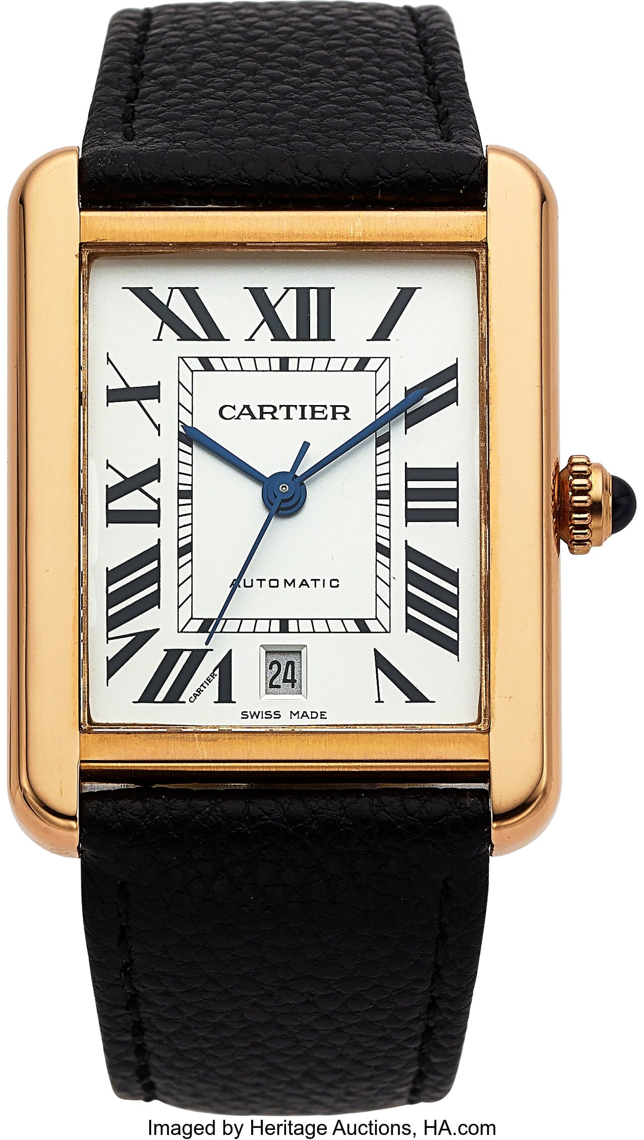 Cartier Tank Solo XL, Two Tone Steel and 18k Ros: Cartier Tank Solo XL, Two Tone Steel and 18k Rose Gold, Ref. 3514 Case: 31 mm x 40 mm, stainless steel and 18k rose gold , two body, eight screw case back&co