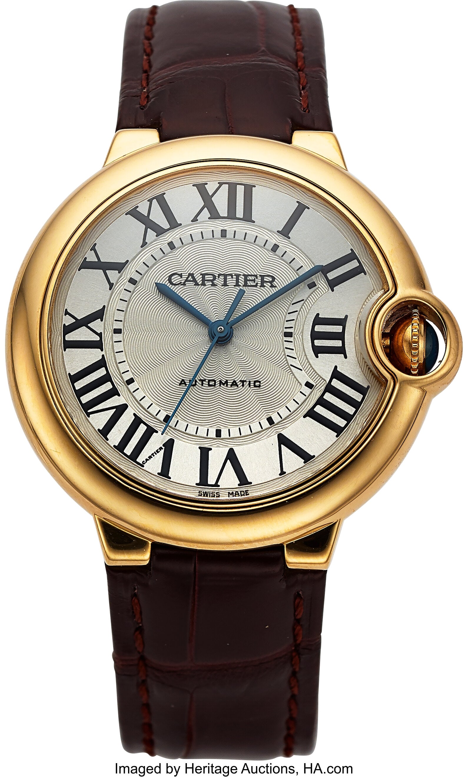 Cartier Ballon Bleu, 18k Yellow Gold, Ref. 3002 : Cartier Ballon Bleu, 18k Yellow Gold, Ref. 3002 Case: 36 mm, 18k yellow gold, two body, eight screw case back, trademark Cartier crown guard, No&