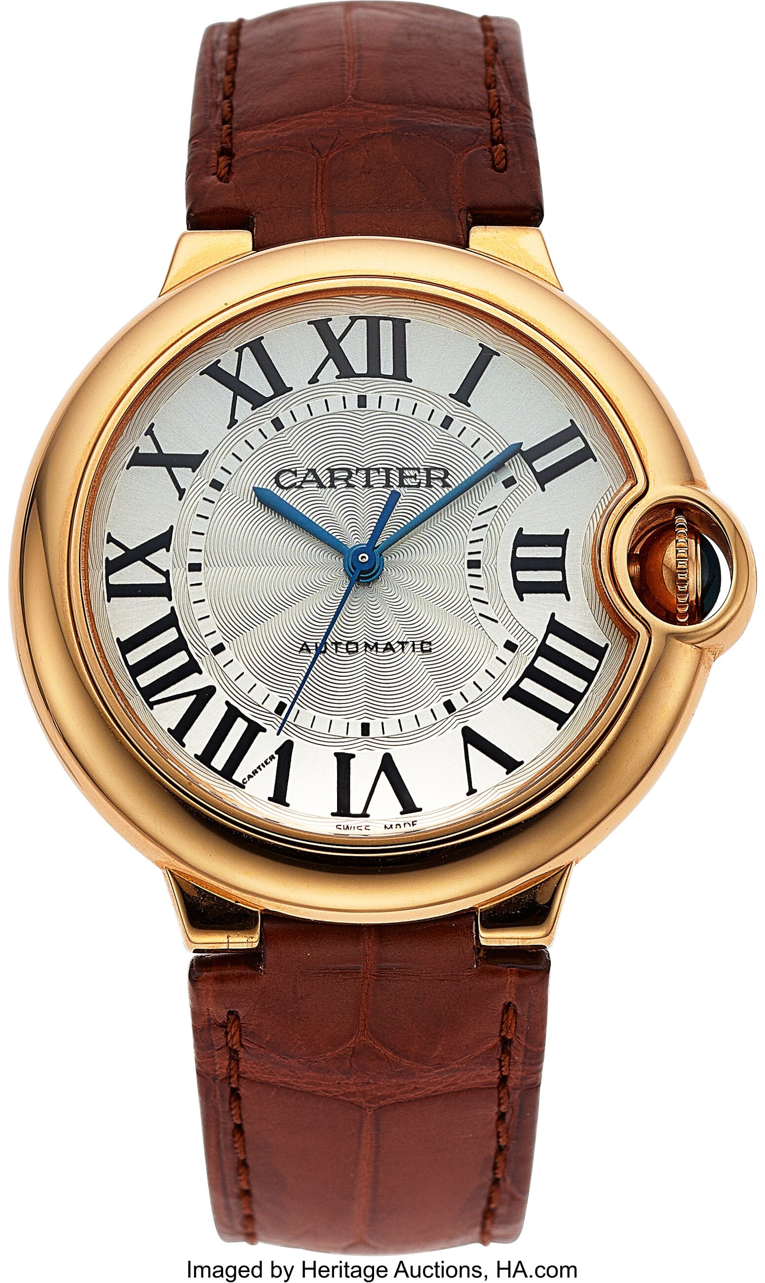 Cartier Ballon Bleu, 36 mm, 18k Rose Gold, Ref. : Cartier Ballon Bleu, 36 mm, 18k Rose Gold, Ref. 3003 Case: 36 mm, 18k rose gold, two body, eight screw case back, Ballon Bleu crown guard, 