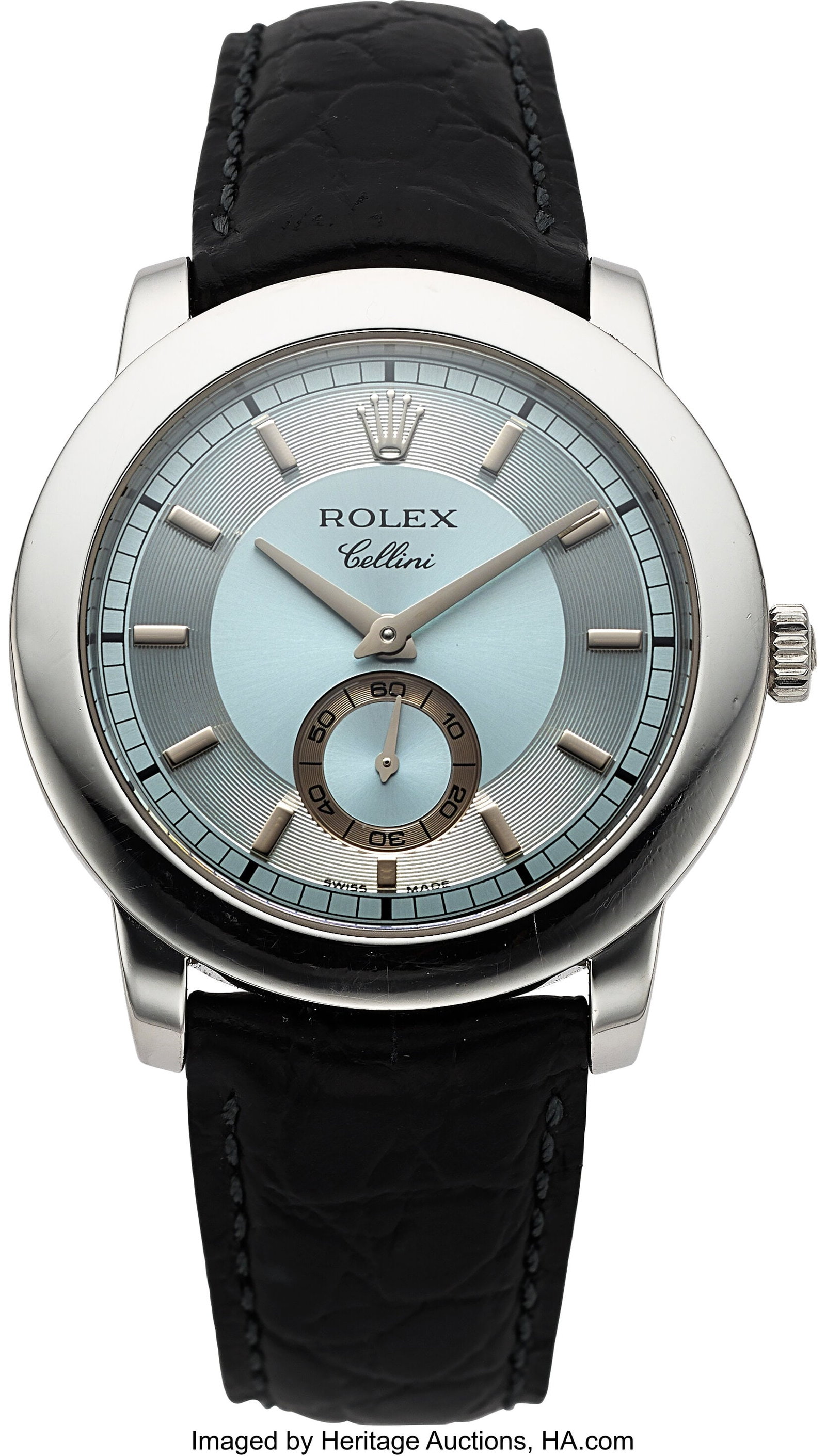 Rolex Cellini Cellinium, Platinum, Ice Blue Dial: Rolex Cellini Cellinium, Platinum, Ice Blue Dial, Ref. 5241/6 Case: 38 mm, platinum, two body, snap-on case back, fixed domed bezel, No