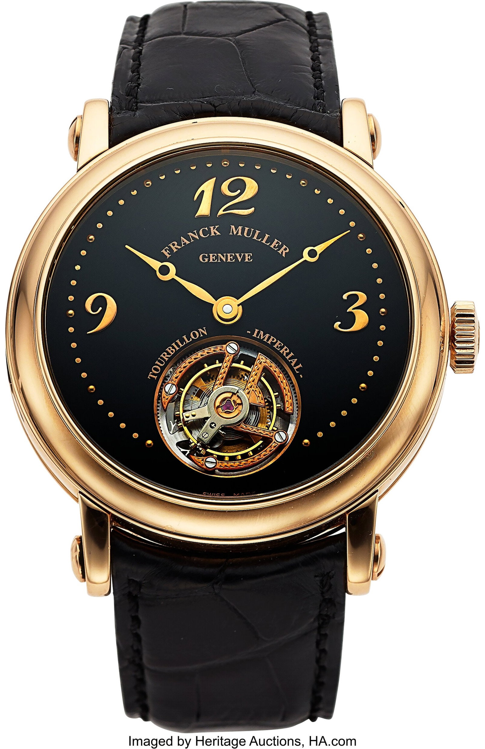 Frank Muller Imperial Tourbillion 18K Rose Gold : Frank Muller Imperial Tourbillion 18K Rose Gold Ref. 7002T, Full Set Case: 44mm, 18k rose gold, three body, transparent case back, NO 8 Dial: black Ara