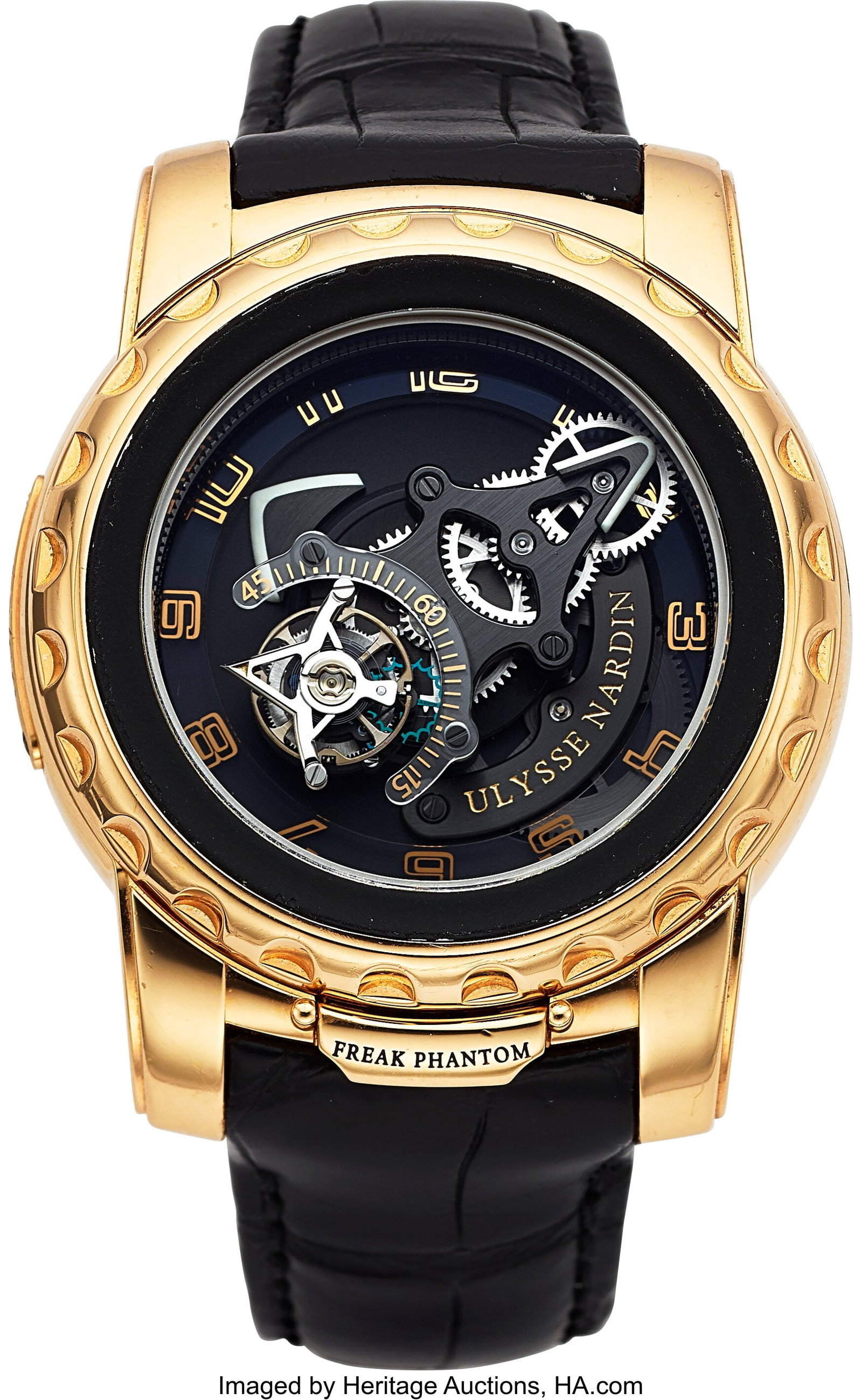 Ulysse Nardin Freak Phantom, 18k Rose Gold, Ref.: Ulysse Nardin Freak Phantom, 18k Rose Gold, Ref. 2086-115 Case: 45 mm, 18k rose gold, three body, rotating exhibition crown case back, bidirectional ro