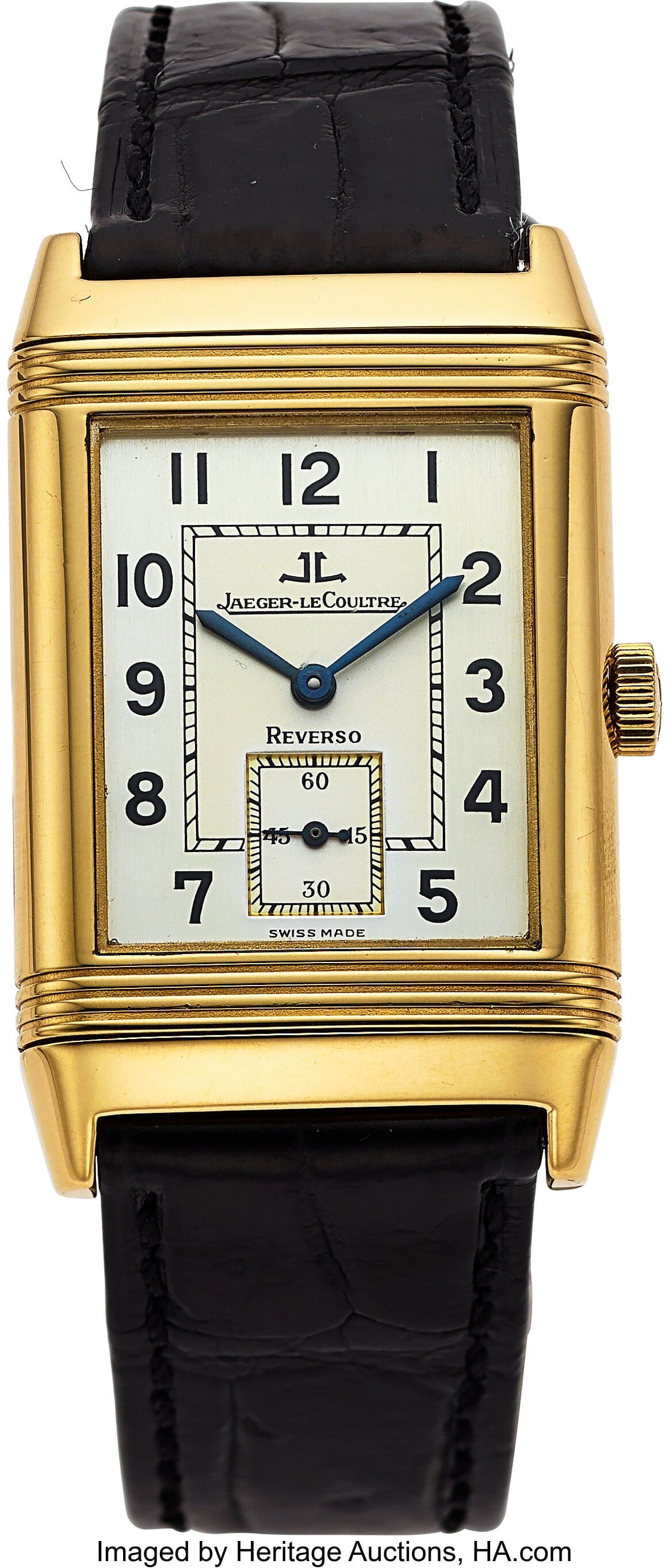 Jaeger LeCoultre Reverso Grande Taille, 18k Yell: Jaeger LeCoultre Reverso Grande Taille, 18k Yellow Gold, Ref. 270.1.62 Case: 26 mm x 36 mm, 18k yellow gold, Reverso body, No. 1702099 D
