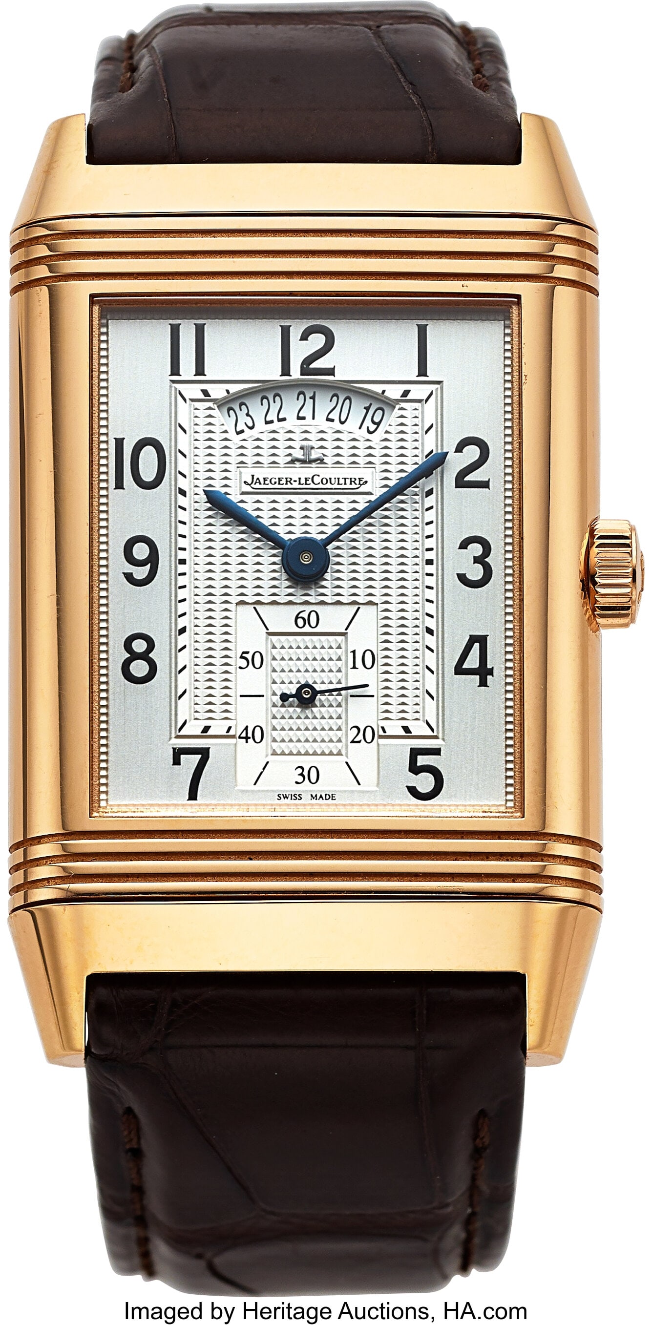 Jaeger LeCoultre Reverso Grande, 18k Rose Gold, : Jaeger LeCoultre Reverso Grande, 18k Rose Gold, Full Set, Ref. 273.2.85 Case: 30 mm x 42 mm, 18k rose gold, Reverso body, No. 2707