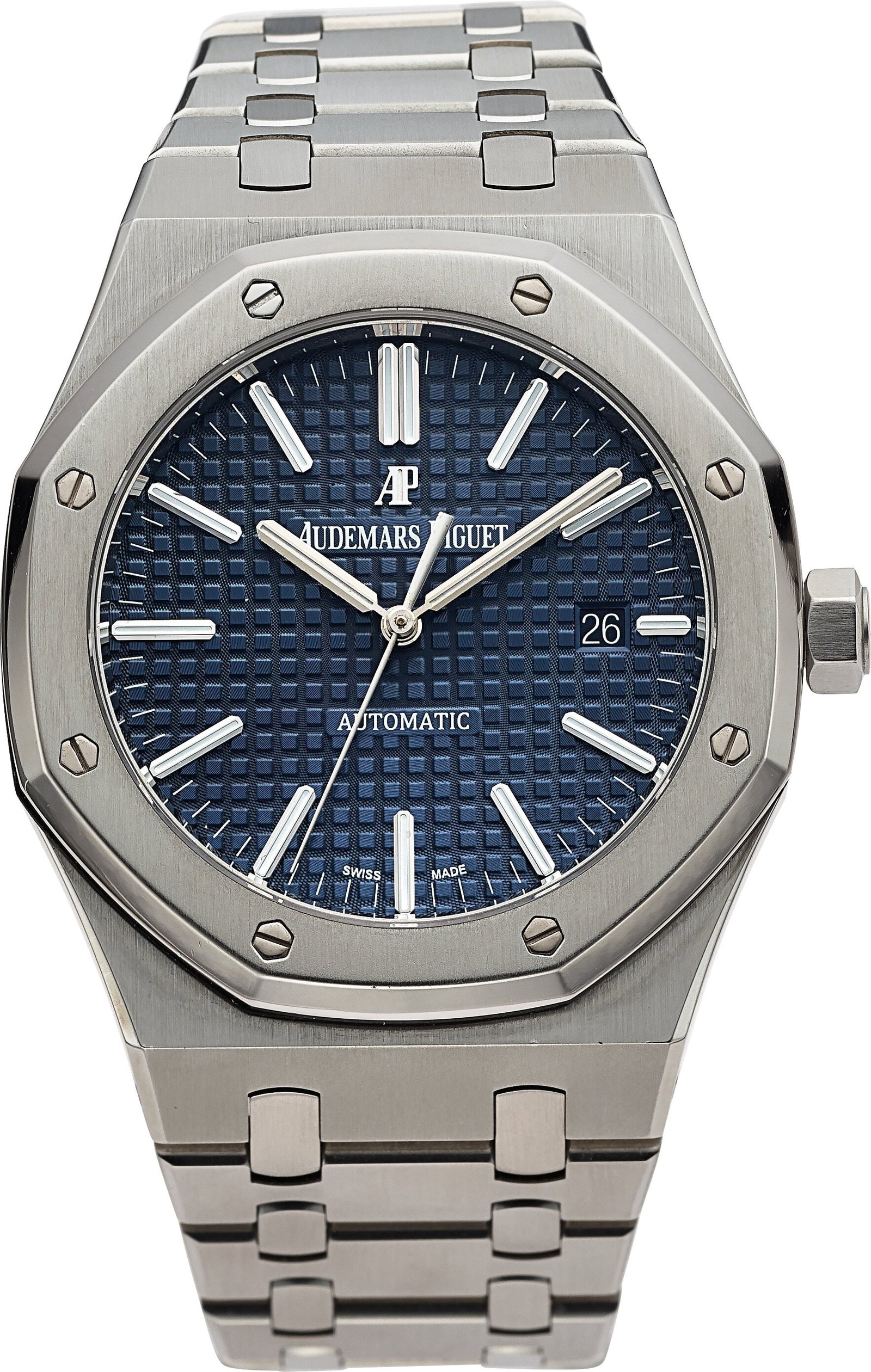 Audemars Piguet Royal Oak, 41 mm, Stainless Stee: Audemars Piguet Royal Oak, 41 mm, Stainless Steel Case: 41 mm, stainless steel, three body, eight screw exhibition case back, eight screw bezel, No&peri