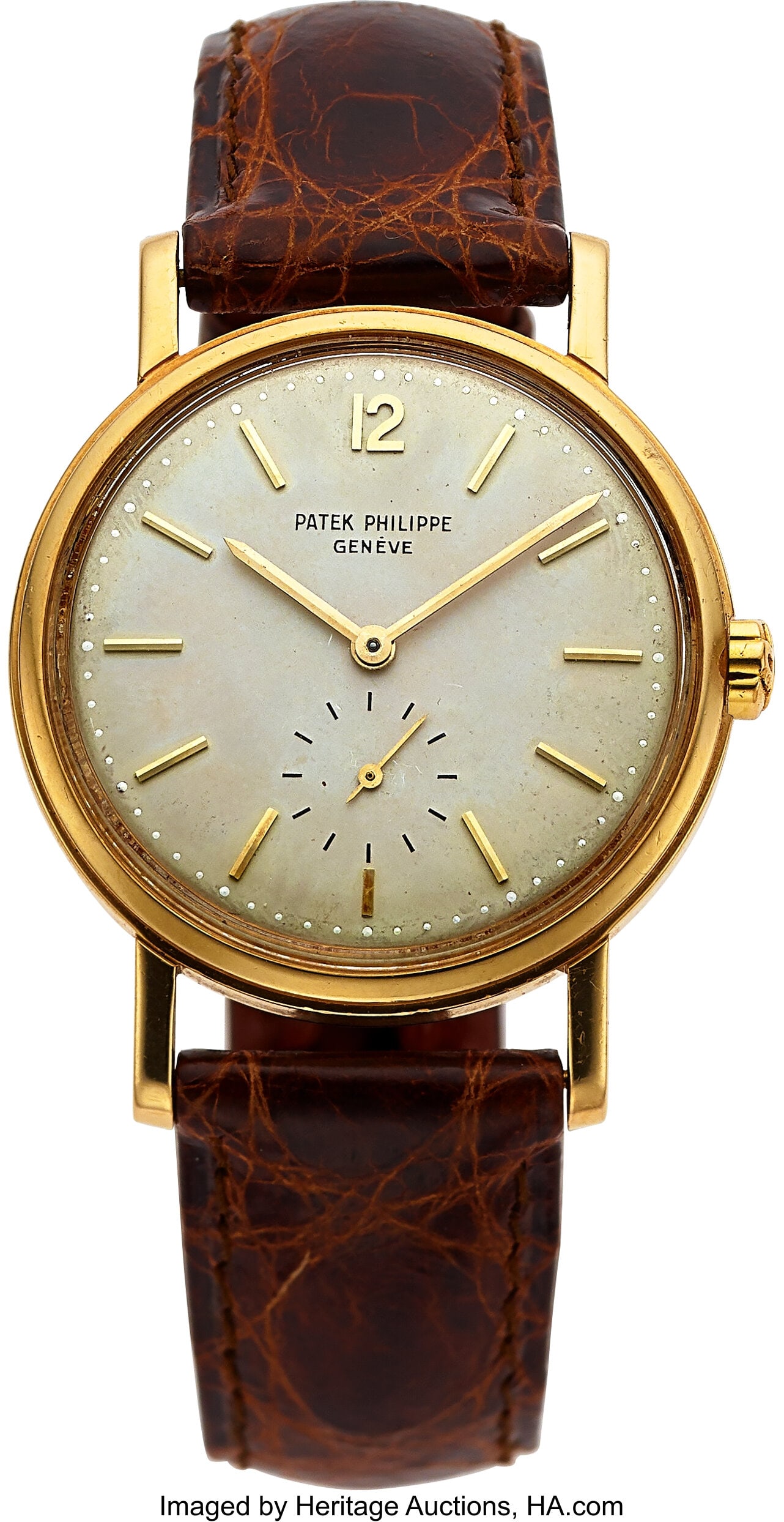 Patek Philippe Calatrava, 18k Yellow Gold, Ref. : Patek Philippe Calatrava, 18k Yellow Gold, Ref. 3435 Case: 34 mm, 18k yellow gold, three body, snap-on case back, No. 2'626'357 Dial: silv