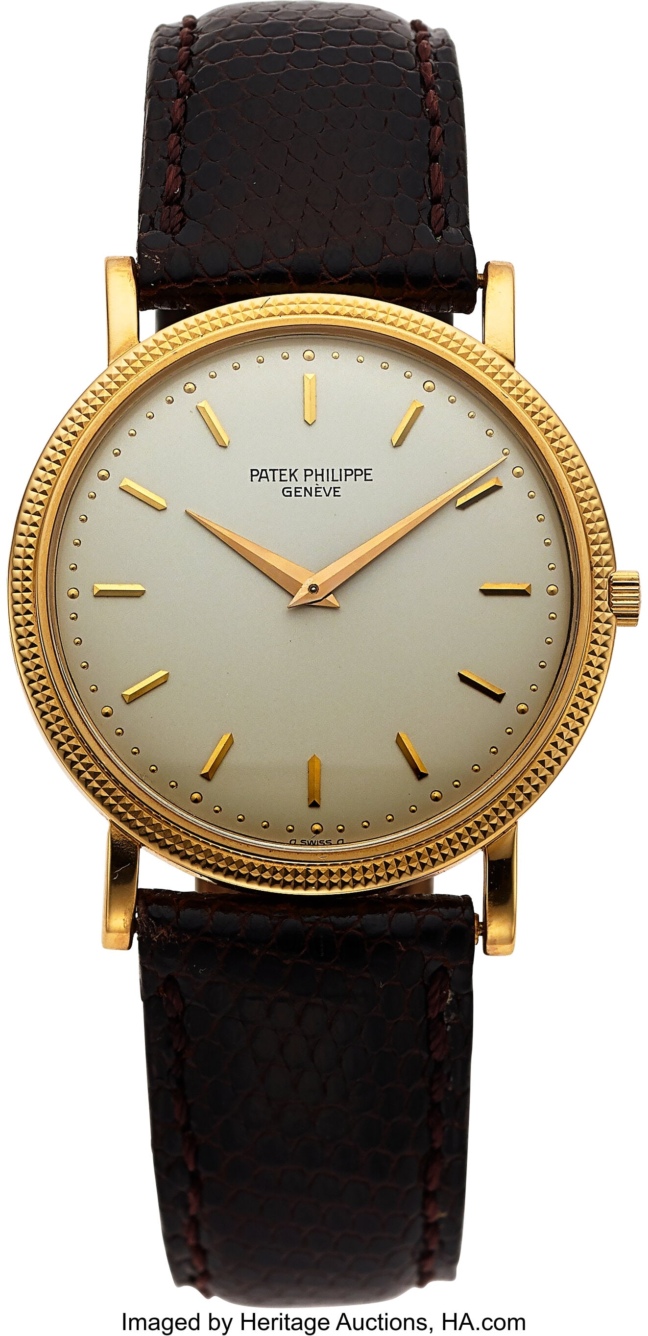 Patek Philippe Calatrava, 18k Yellow Gold, Ref. : Patek Philippe Calatrava, 18k Yellow Gold, Ref. 3520D Case: 32 mm, 18k yellow gold, three body, screw-down case back, hobnail bezel, No.