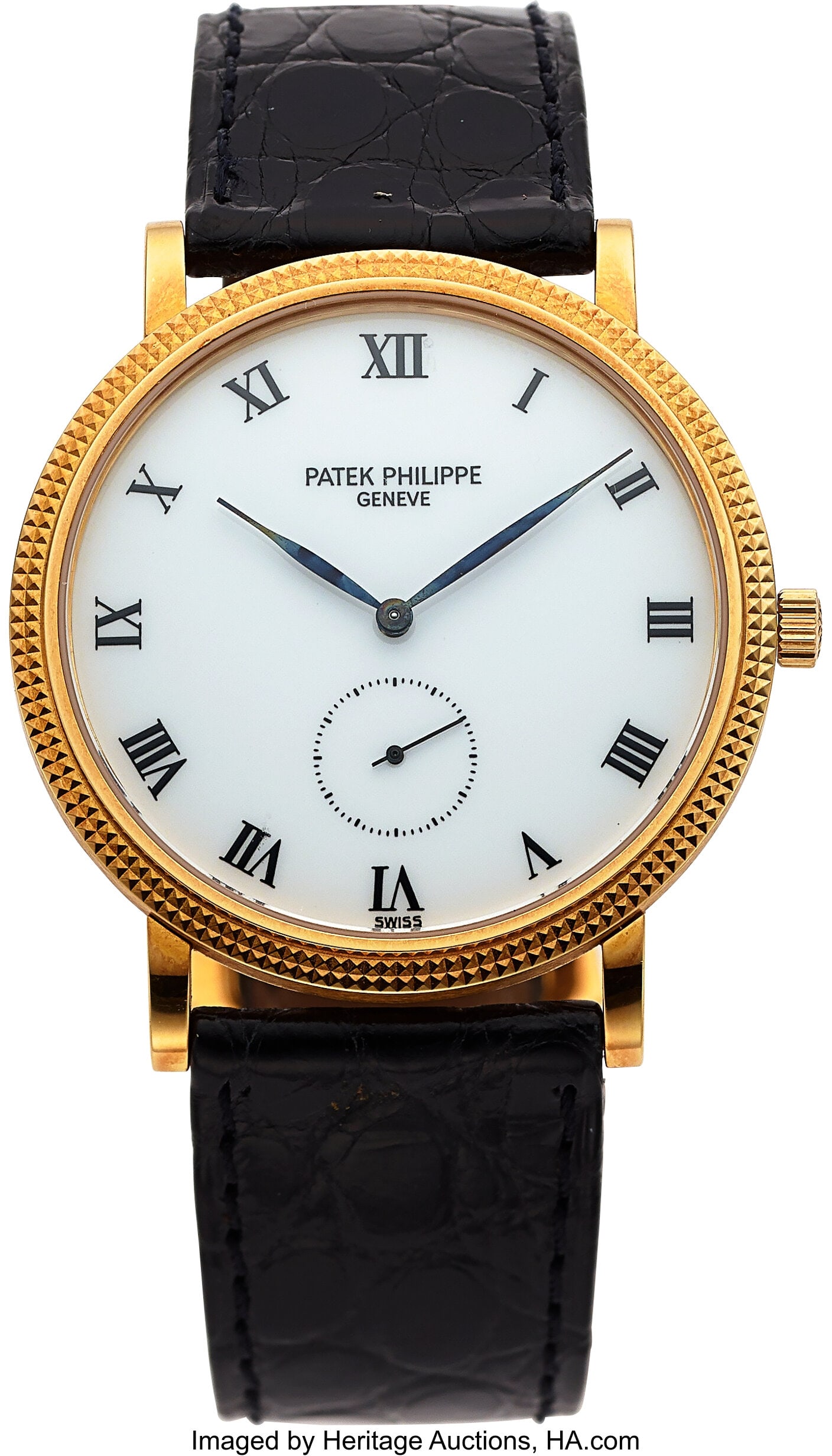 Patek Philippe Calatrava,18k Rose Gold, Ref. 391: Patek Philippe Calatrava,18k Rose Gold, Ref. 3919R Case: 33 mm, 18k rose gold, three body, snap on case front, fixed hobnail bezel Dial: white di