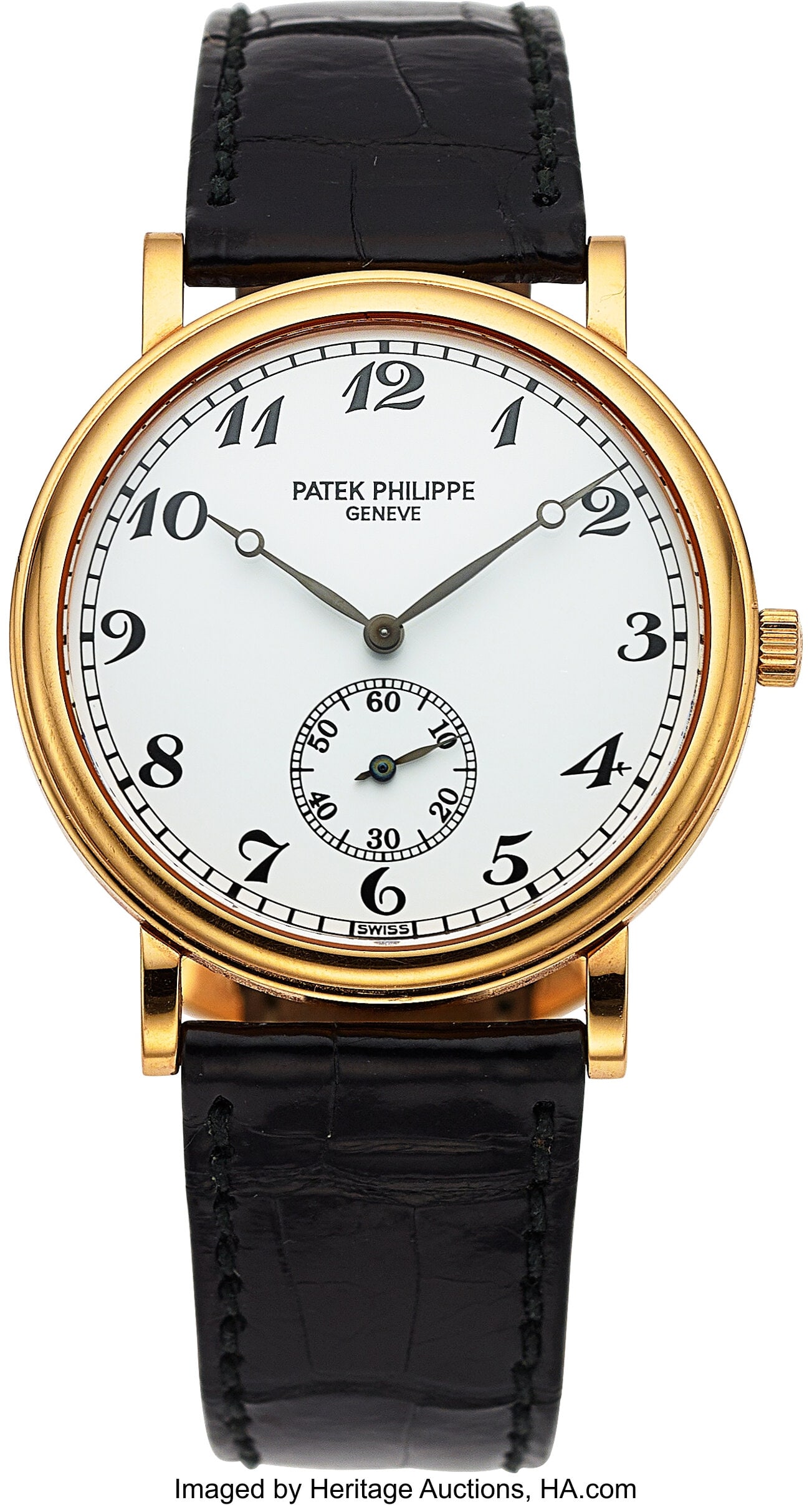 Patek Philippe, Ref. 5022 Pink Gold Calatrava, c: Patek Philippe, Ref. 5022 Pink Gold Calatrava, circa 1998 Case: 33 mm, 18k pink gold, two body, rounded and stepped bezel, solid case back Dial: 
