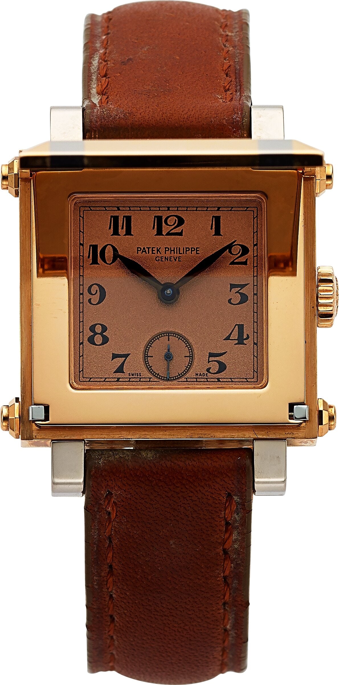 Patek Philippe Gondolo, 18k Rose Gold, Full Set,: Patek Philippe Gondolo, 18k Rose Gold, Full Set, Ref. 5099 Case: 28 mm, 18k rose gold, hinge case front, four screw case back Dial: rose gold dia
