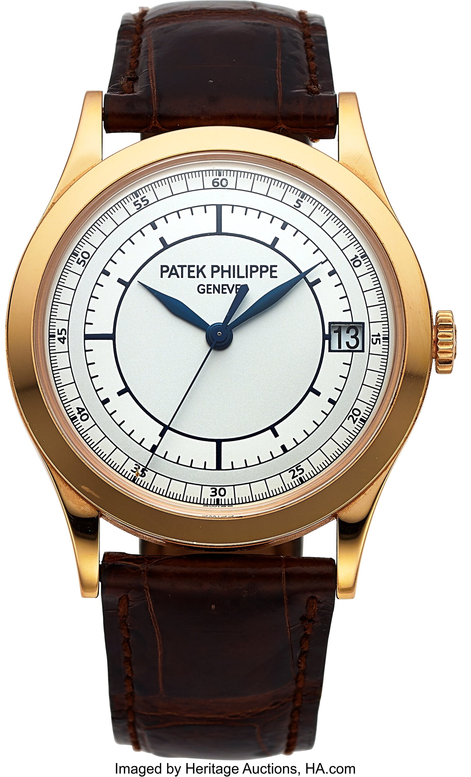 Patek Philippe, Very Fine Ref. 5296R-001 Gold Ce: Patek Philippe, Very Fine Ref. 5296R-001 Gold Center Seconds Automatic Wristwatch, Full Set Case: 38 mm, 18k rose gold, two body, inclined bezel, conca
