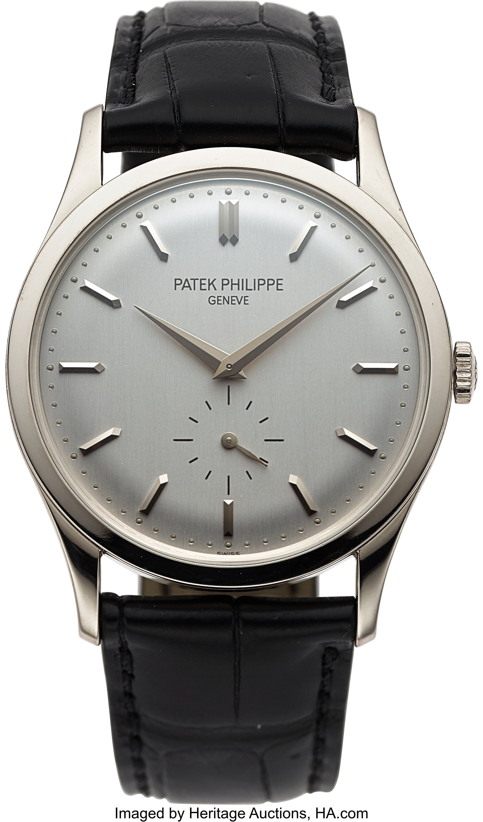 Patek Philippe Calatrava, 18k White Gold, Ref. 5: Patek Philippe Calatrava, 18k White Gold, Ref. 5196G Case: 37 mm, 18k white gold, two body, snap-on case back, fixed domed bezel, No. 4511