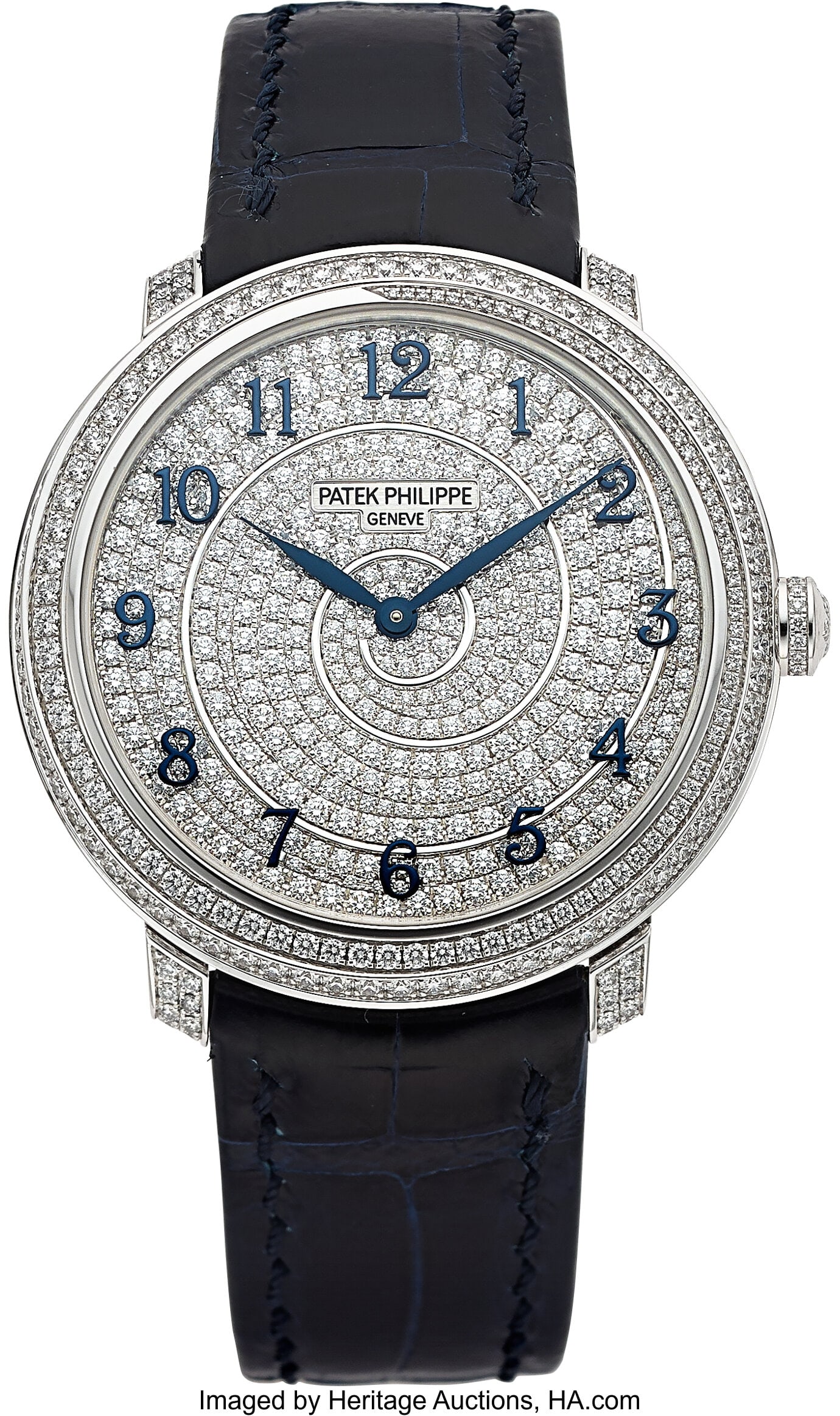 Patek Philippe Calatrava, Diamond Set Spiral Dia: Patek Philippe Calatrava, Diamond Set Spiral Dial, Ref. 4978/400G-001 Case: 36 mm, 18k white gold, three body, four screw exhibition case back, dia