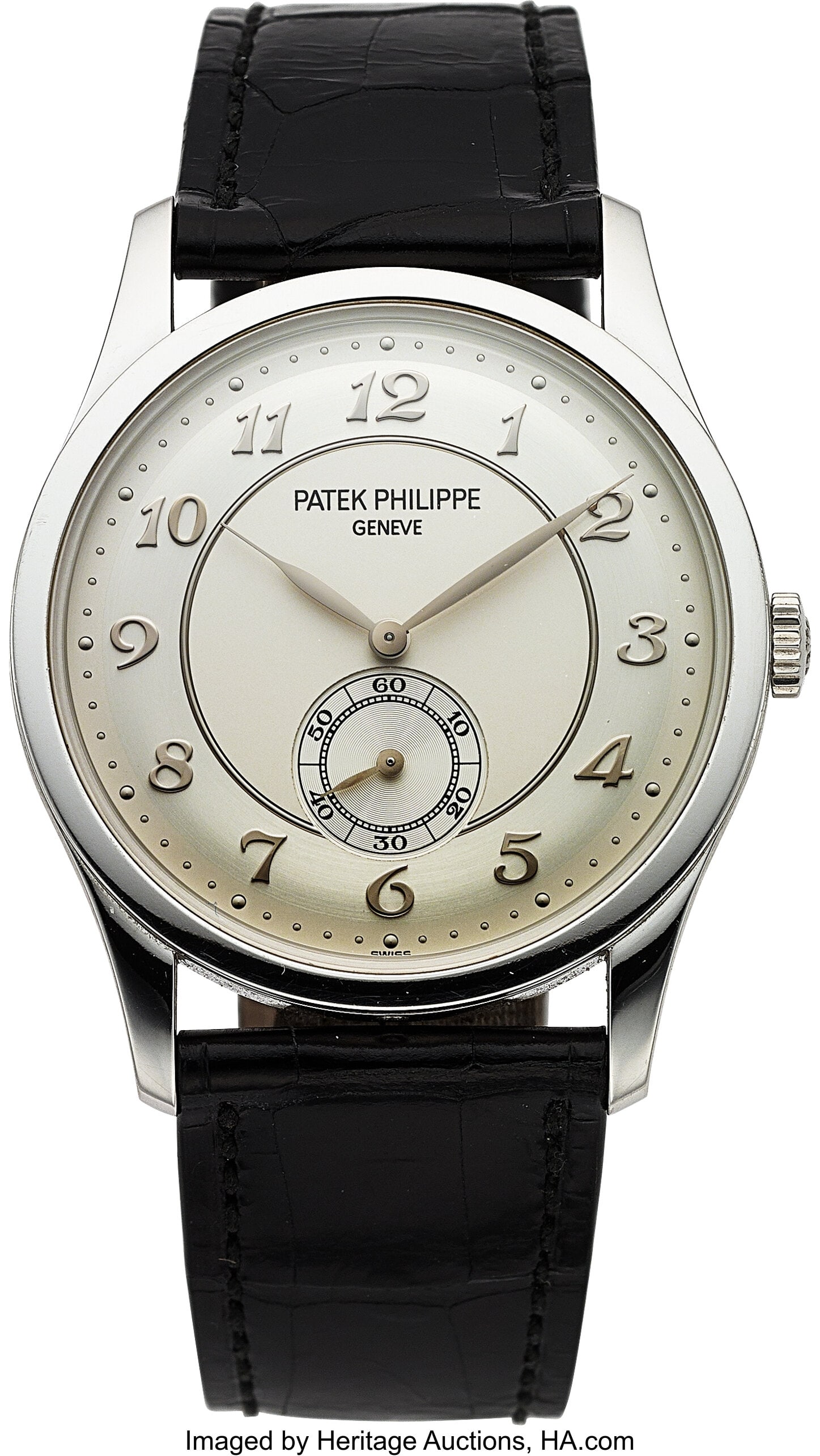 Patek Philippe Platinum Calatrava, Ref. 5196P, c: Patek Philippe Platinum Calatrava, Ref. 5196P, circa 2015 Case: 37 mm, platinum, two body, polished and brushed, solid case back, No. 4399