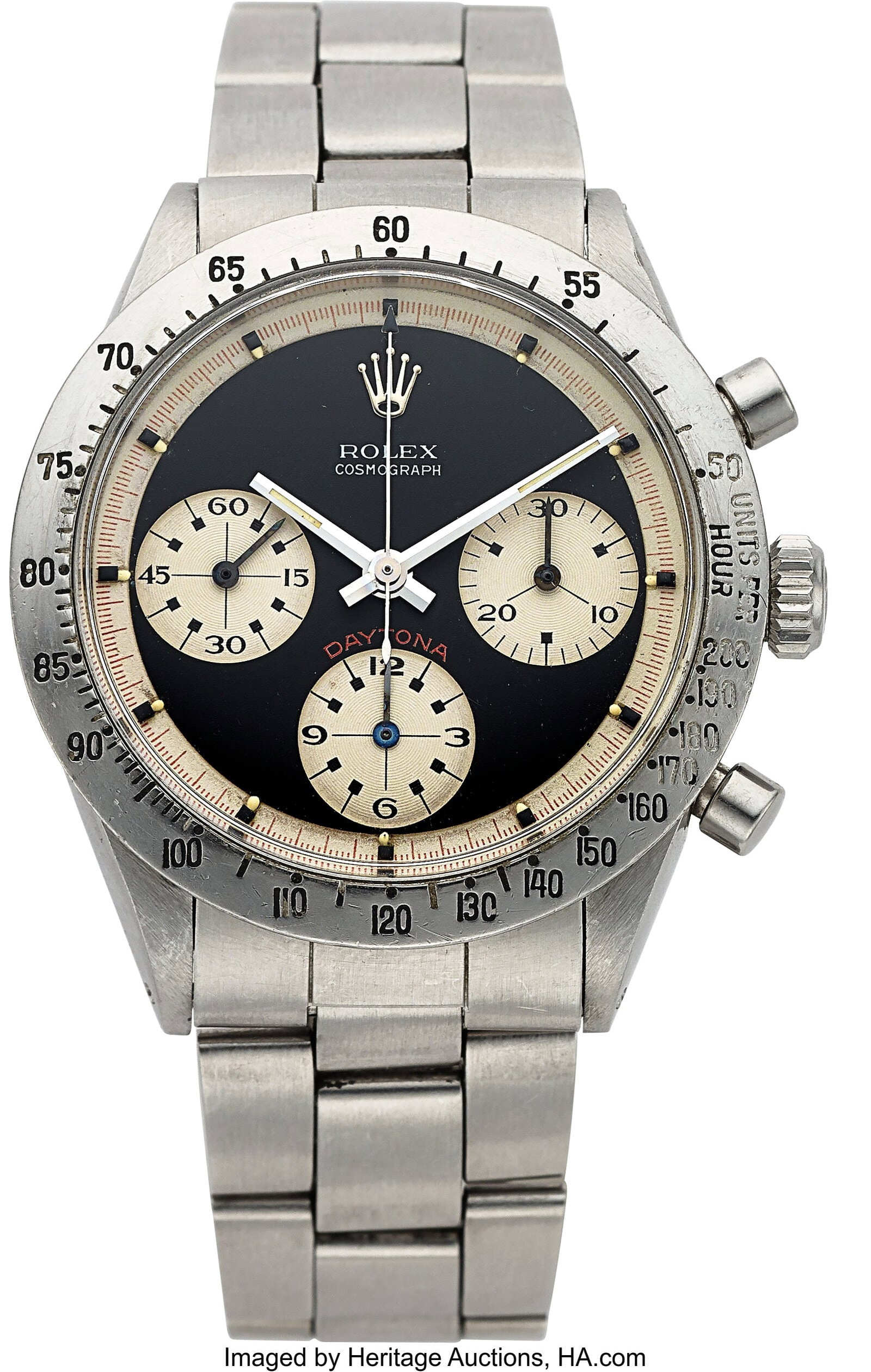 Rolex Important & Rare Ref. 6239 "Paul Newman" C: Rolex Important & Rare Ref. 6239 "Paul Newman" Cosmograph Daytona, Circa 1969, Personal Watch of Oran W. Nicks Case: 37 mm, stainless steel, three body&