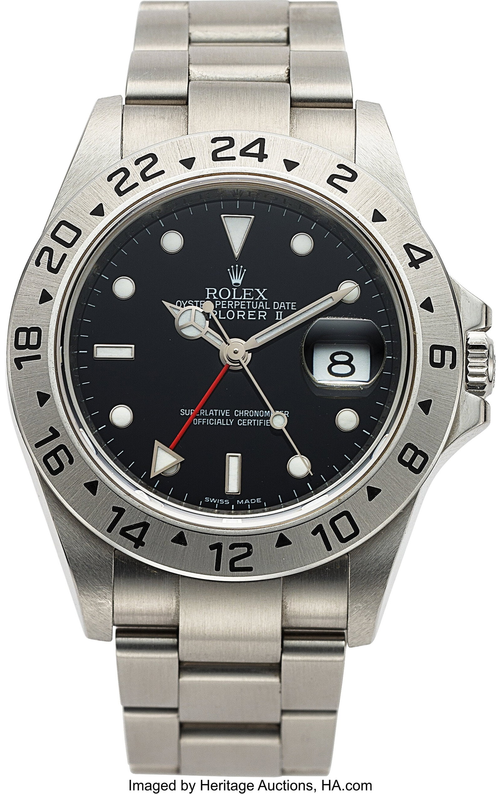 Rolex Oyster Perpetual Date, Explorer II, 40 mm,: Rolex Oyster Perpetual Date, Explorer II, 40 mm, Full Set, Ref. 16570 Case: 40 mm, stainless steel, three body, screw-down case back and crown&co