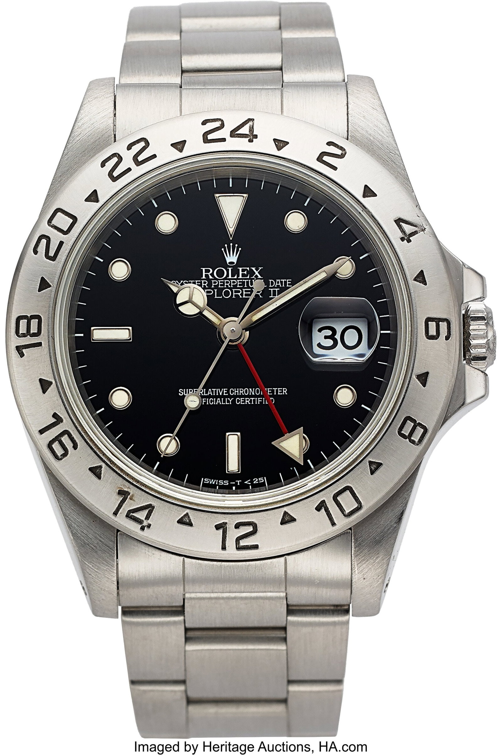 Rolex Oyster Perpetual Date Explorer II, Ref. 16: Rolex Oyster Perpetual Date Explorer II, Ref. 16570 Case: 40 mm, stainless steel, three body, screw-down case back and crown, fixed bezel with engraved Arabi