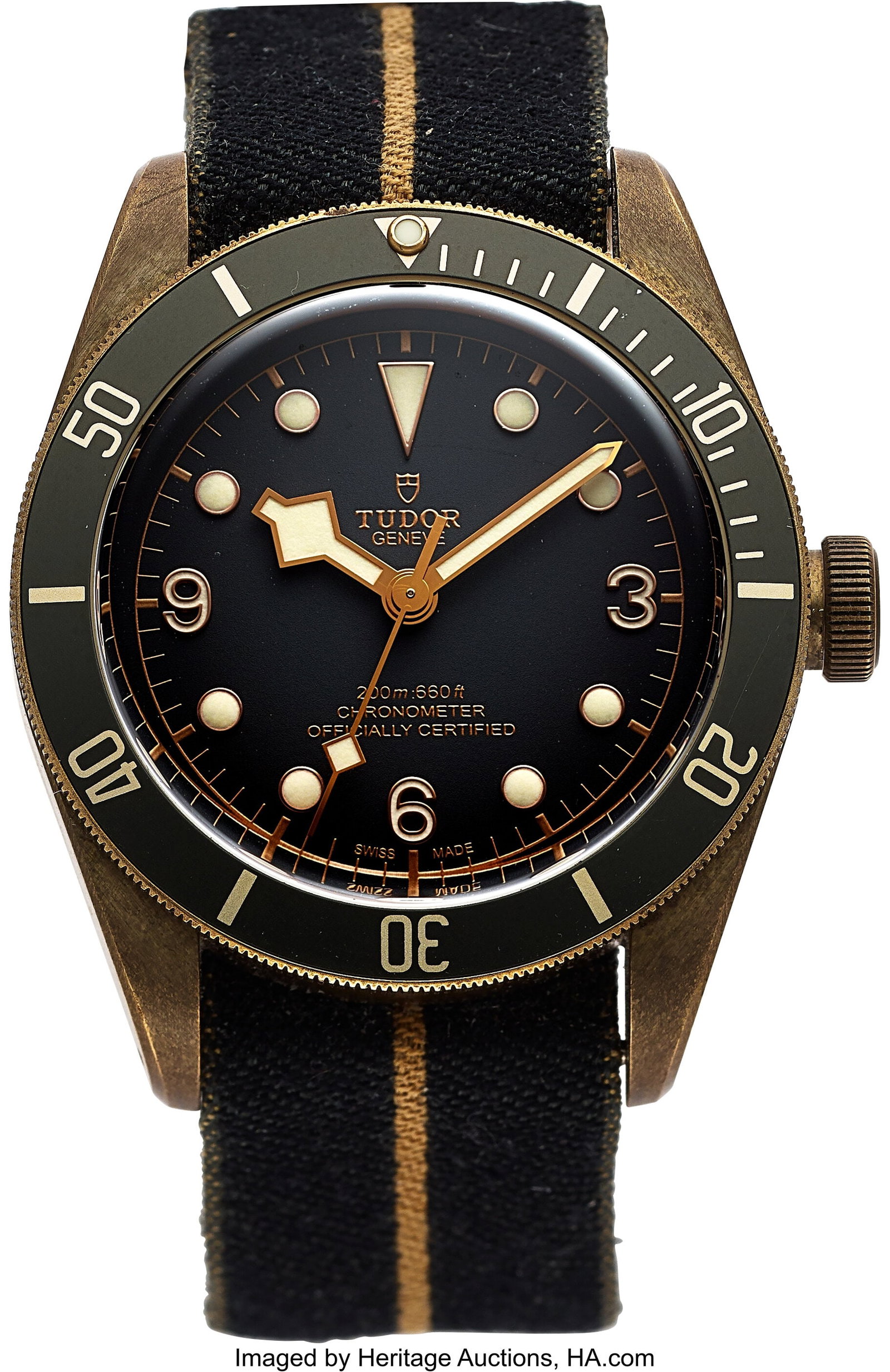 Tudor Black Bay Bronze, Automatic, Ref. 79250B : Tudor Black Bay Bronze, Automatic, Ref. 79250B Case: 43 mm, bronze colored PVD steel, three body, screw-down case back and crown, unidirectional ratche