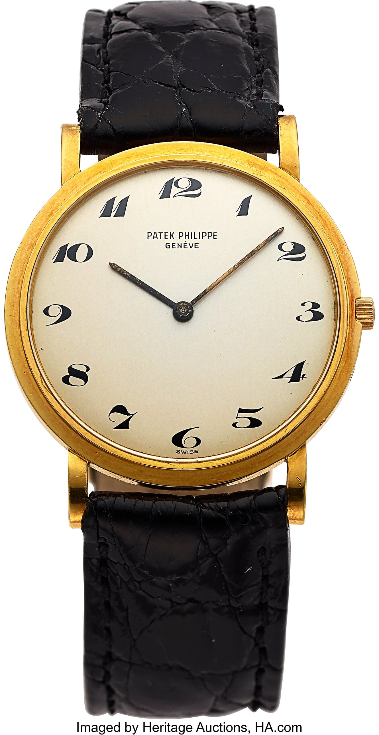 Patek Philippe Calatrava, 18k Yellow Gold, Ref. : Patek Philippe Calatrava, 18k Yellow Gold, Ref. 3520 Case: 32 mm, 18k yellow gold, two body, screw-down case back Dial: cream dial, black Arabic 
