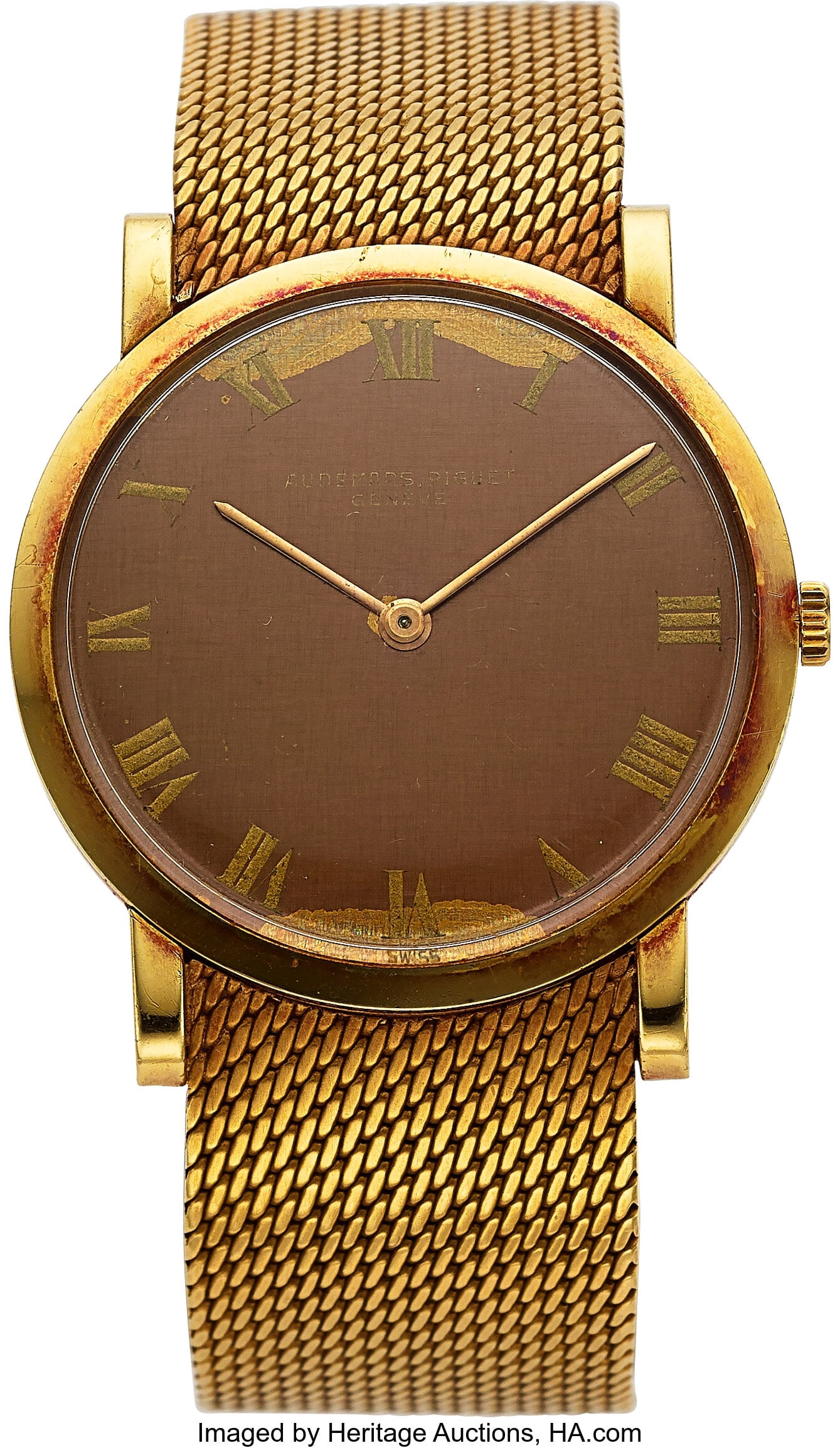 Audemars Piguet Vintage, 18k Yellow Gold, Ref. 4: Audemars Piguet Vintage, 18k Yellow Gold, Ref. 49939 Case: 31 mm, 18k yellow gold, two body, snap-on case back Dial: brown dial, gold Roman numer