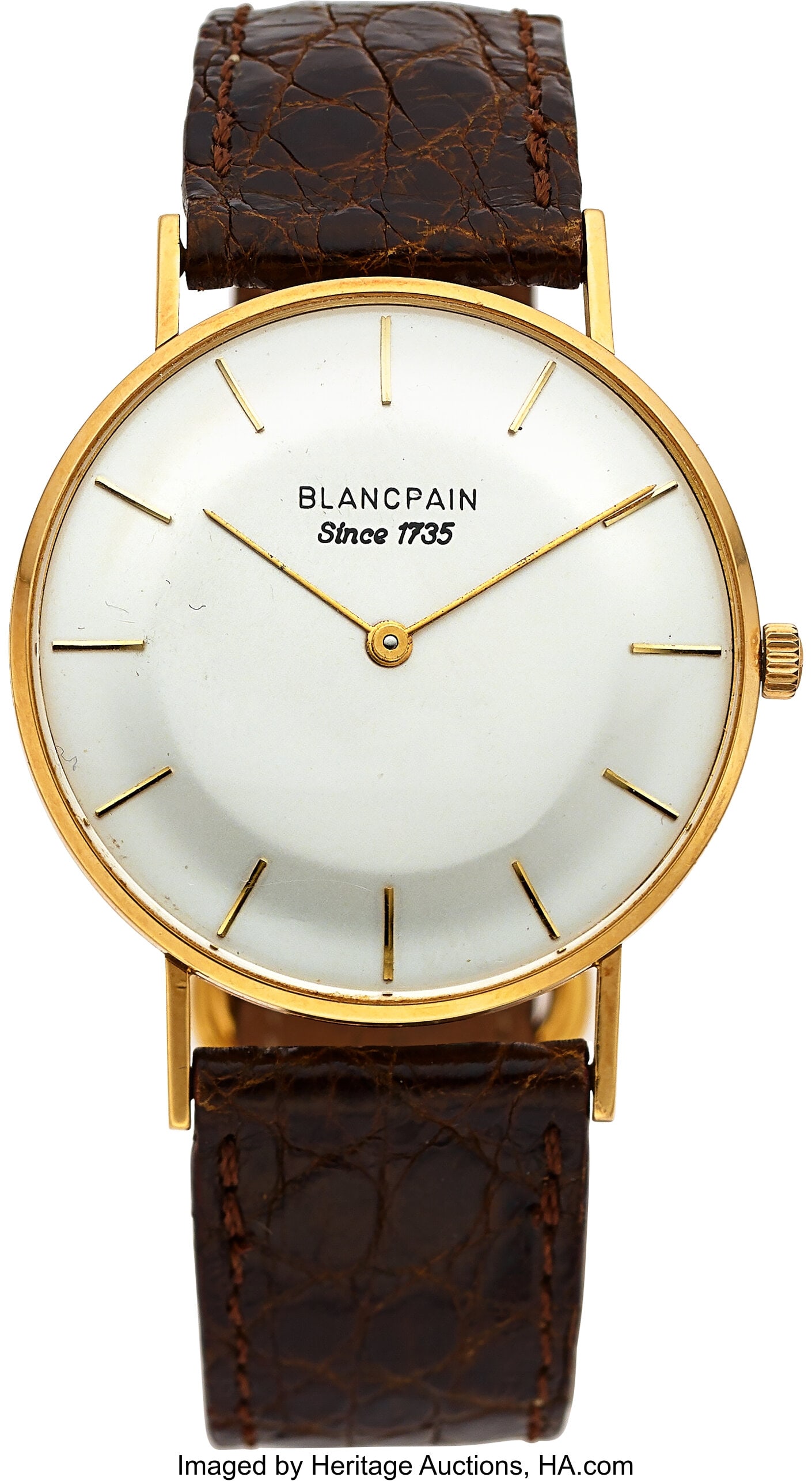 Blancpain Vintage, Mechanical, 18k Yellow Gold : Blancpain Vintage, Mechanical, 18k Yellow Gold Case: 33.5 mm, 18k yellow gold, two body, snap-on case back, No. 8666 Dial: silvered dial&c